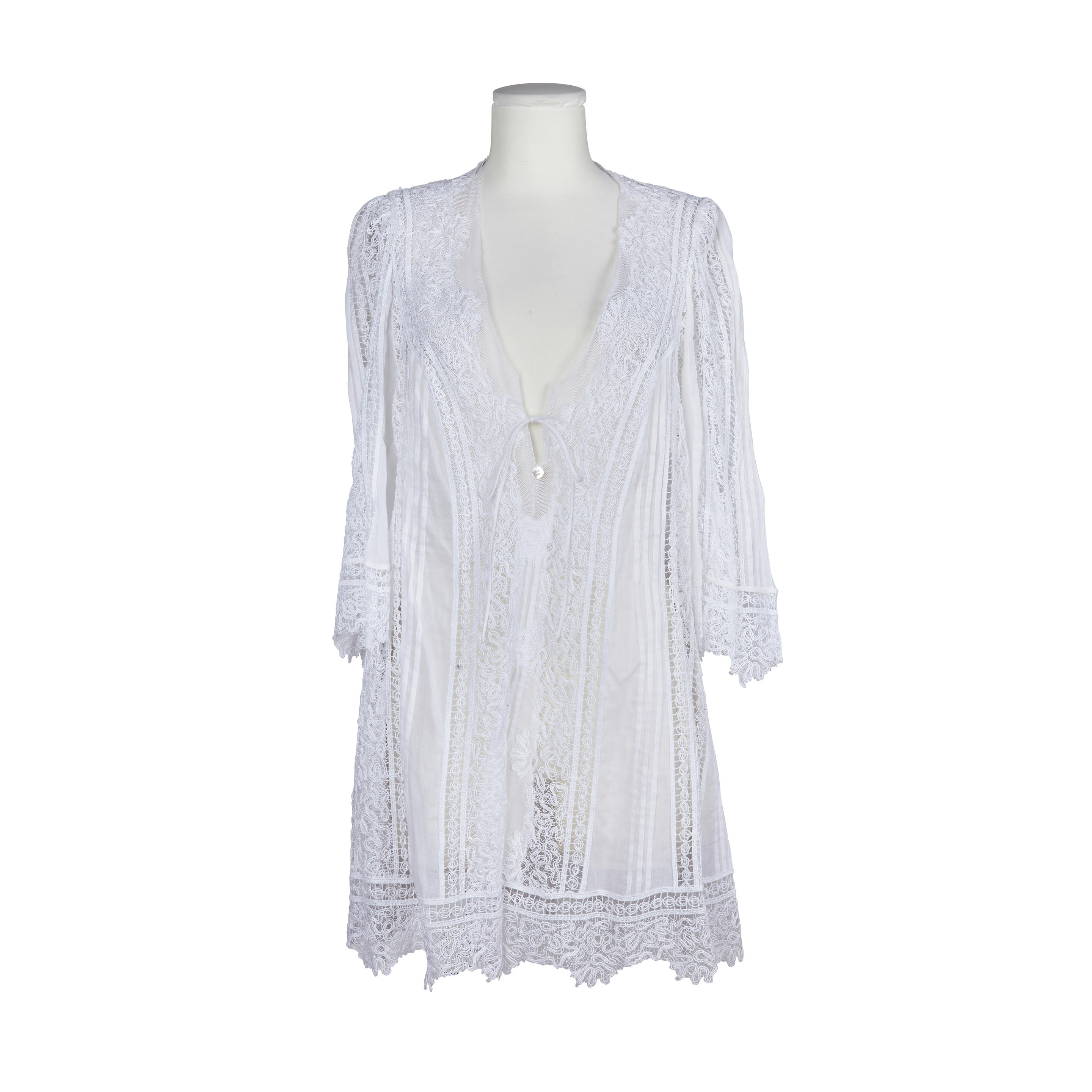 Appraisal: ERMANNO SCERVINO ROBE TUNIQUE EN MOUSSELINE DE COTON BLANC Empi