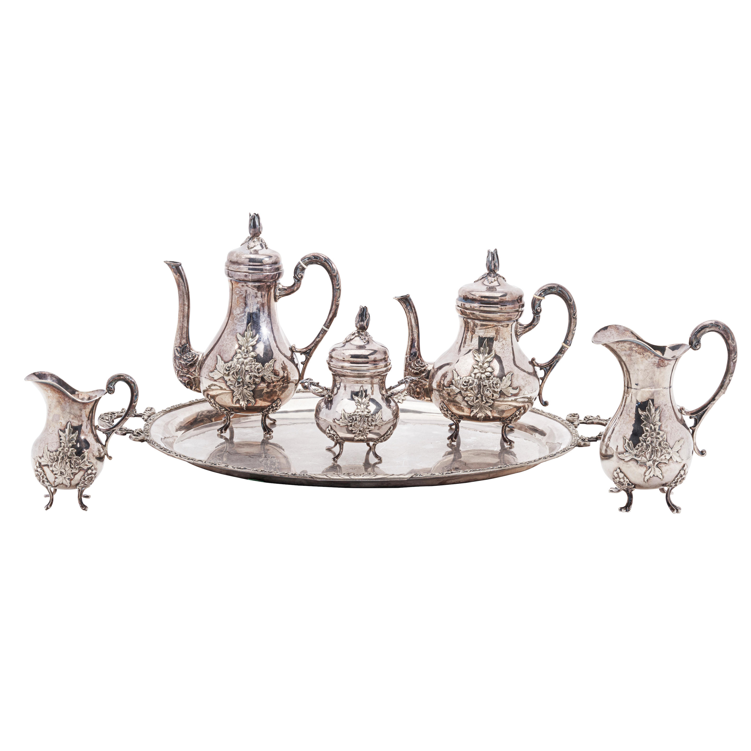 Appraisal: A GERMAN STERLING SILVER SIX-PIECE TEA AND COFFEE SERVICE by