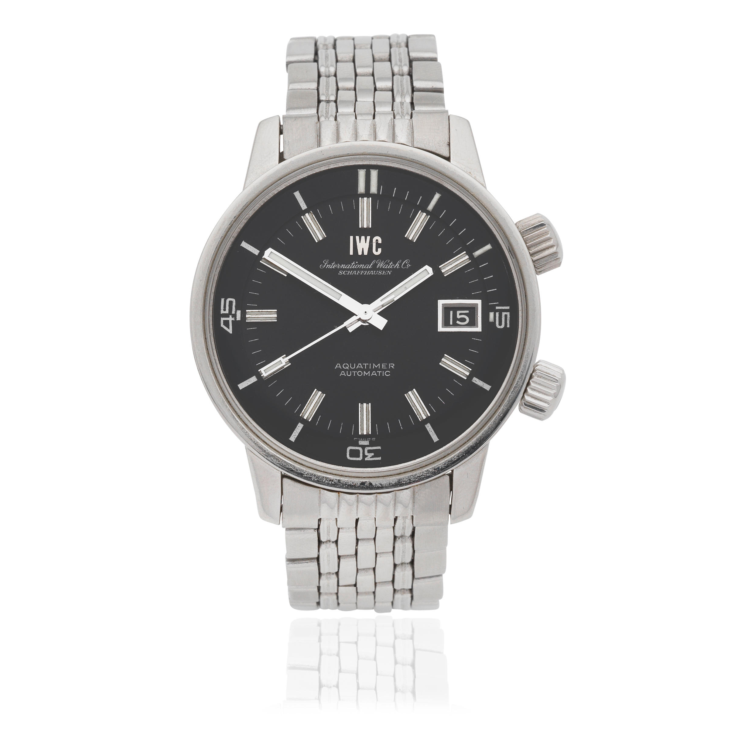 Appraisal: INTERNATIONAL WATCH COMPANY A STAINLESS STEEL AUTOMATIC CALENDAR BRACELET WATCH