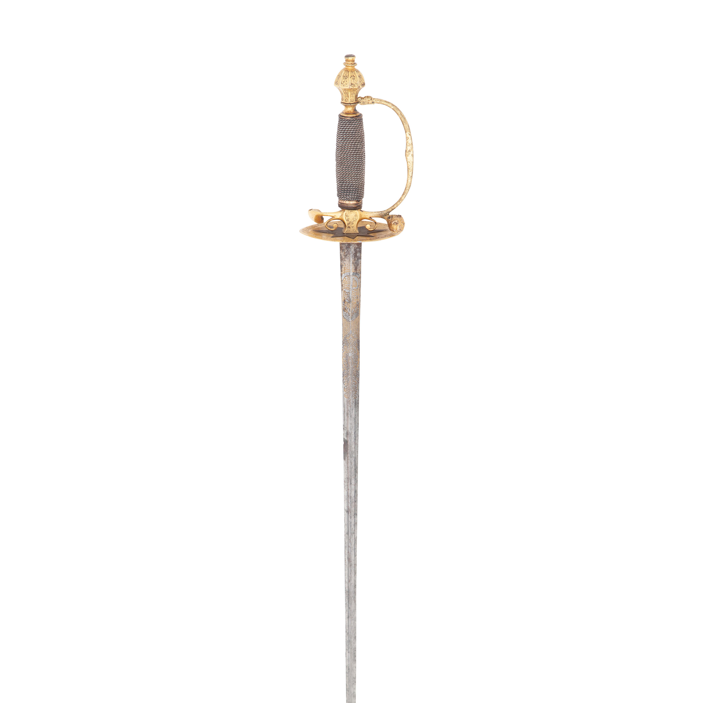 Appraisal: AN UNUSUAL GILT-HILTED COURT SWORD EARLY TH CENTURY With sharply