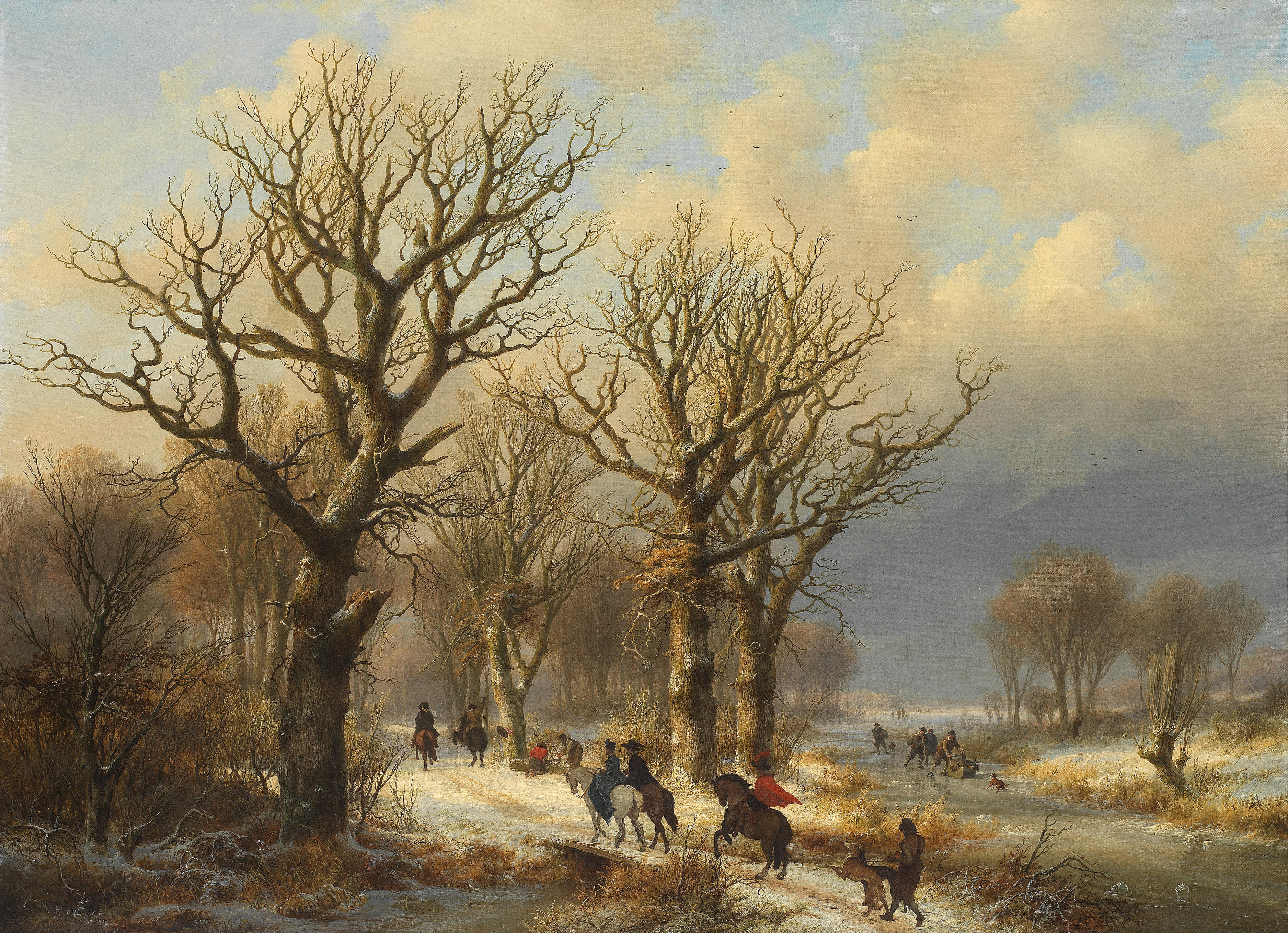 Appraisal: JOHANN BERNARD KLOMBECK BELGIAN - Dutch winter scene with figures