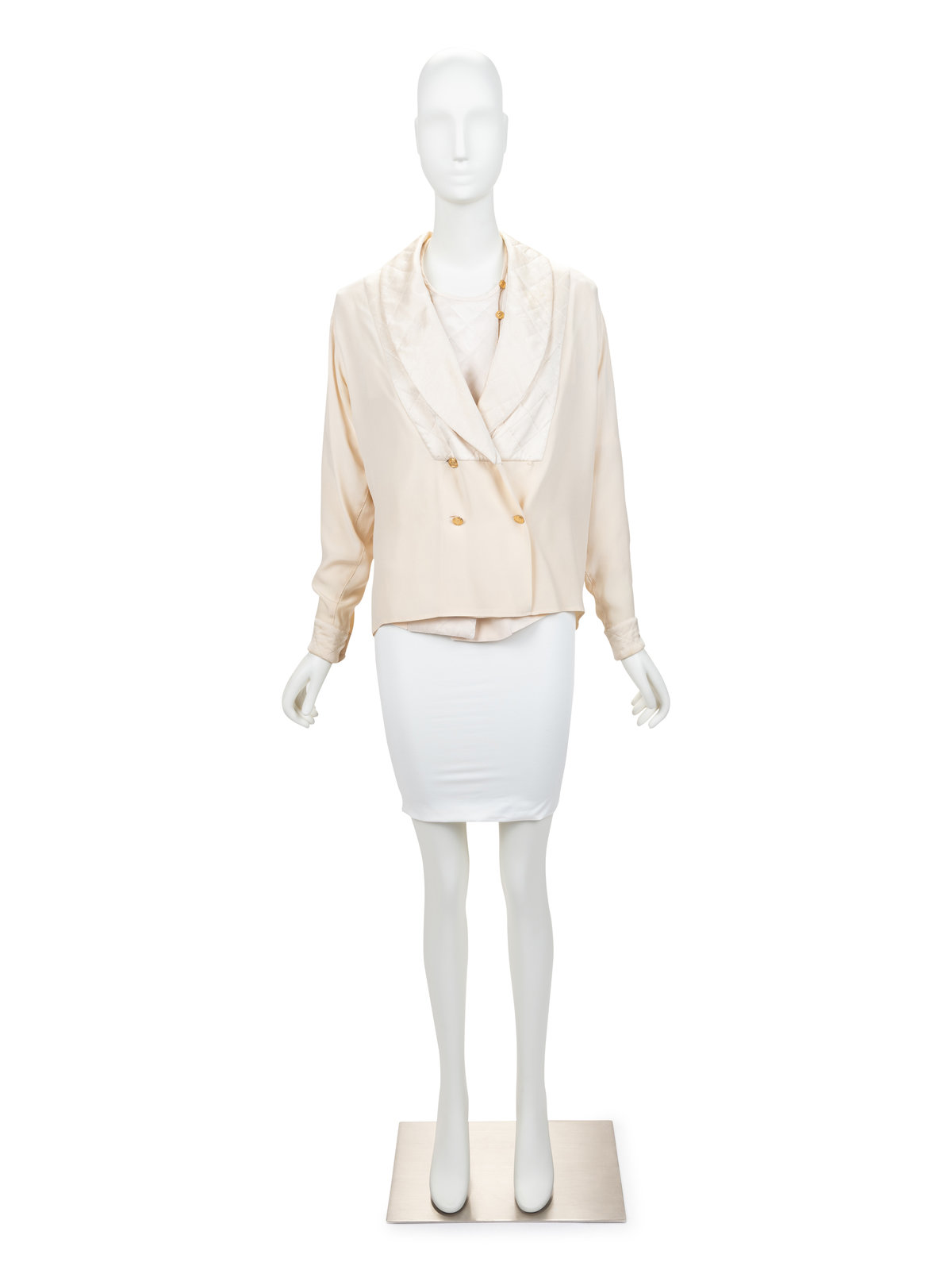 Appraisal: Chanel Shirt and Matching Jacket - s Off white silk