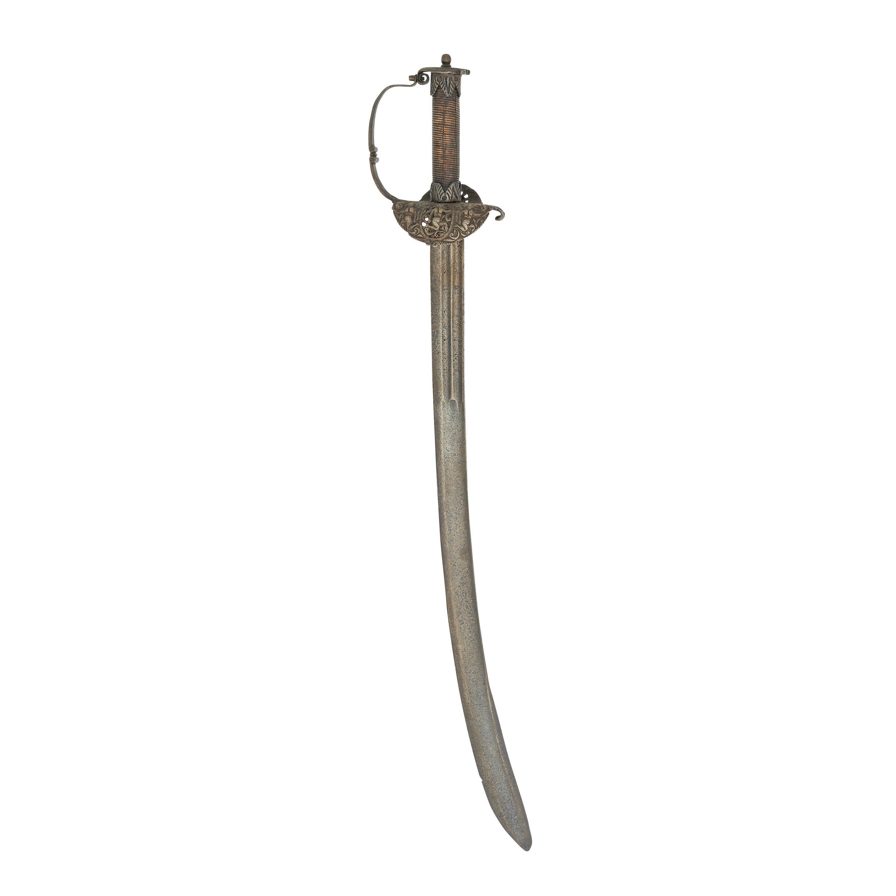 Appraisal: AN ENGLISH HUNTING SWORD MID- TH CENTURY With broad curved