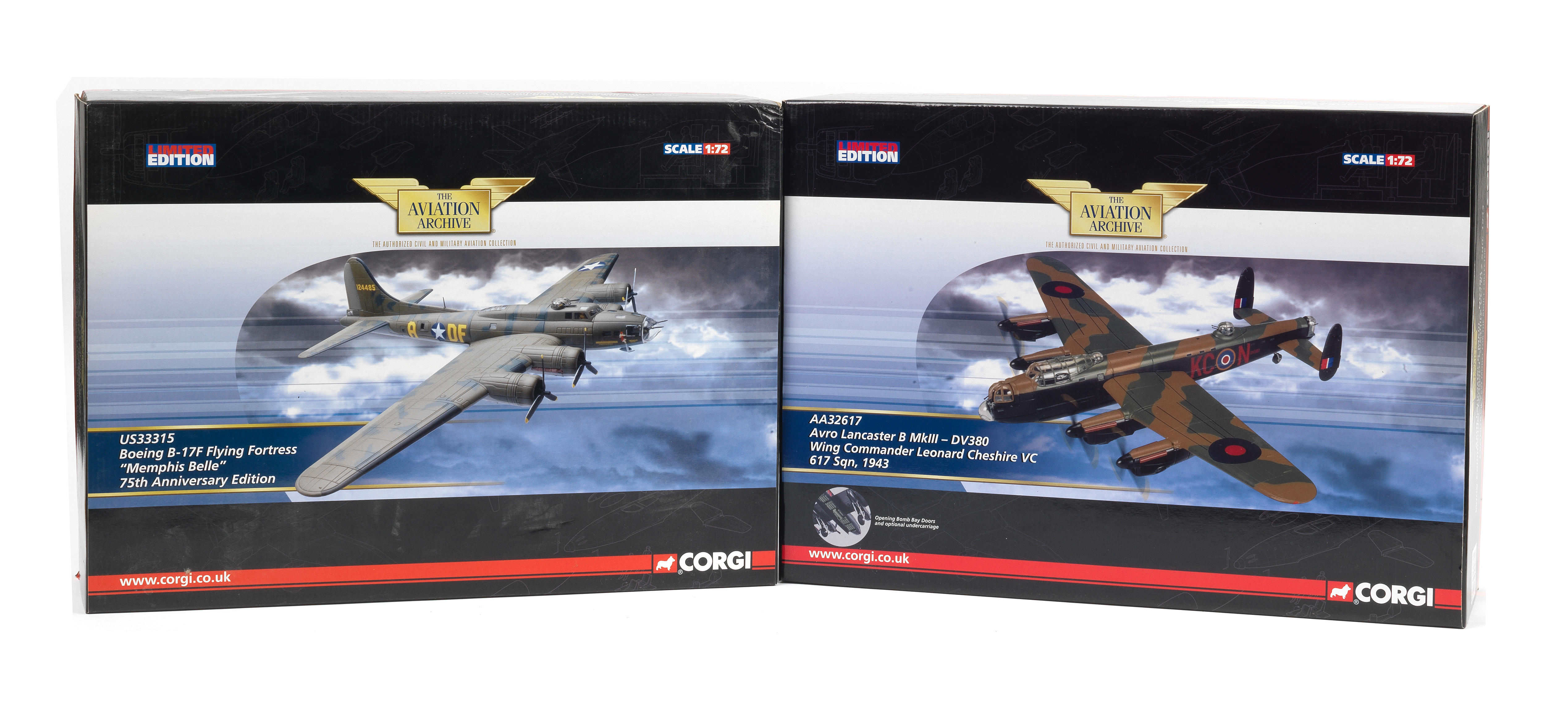 Appraisal: TWO BOXED SCALE DIE-CAST METAL MODEL WWII ALLIED HEAVY BOMBER