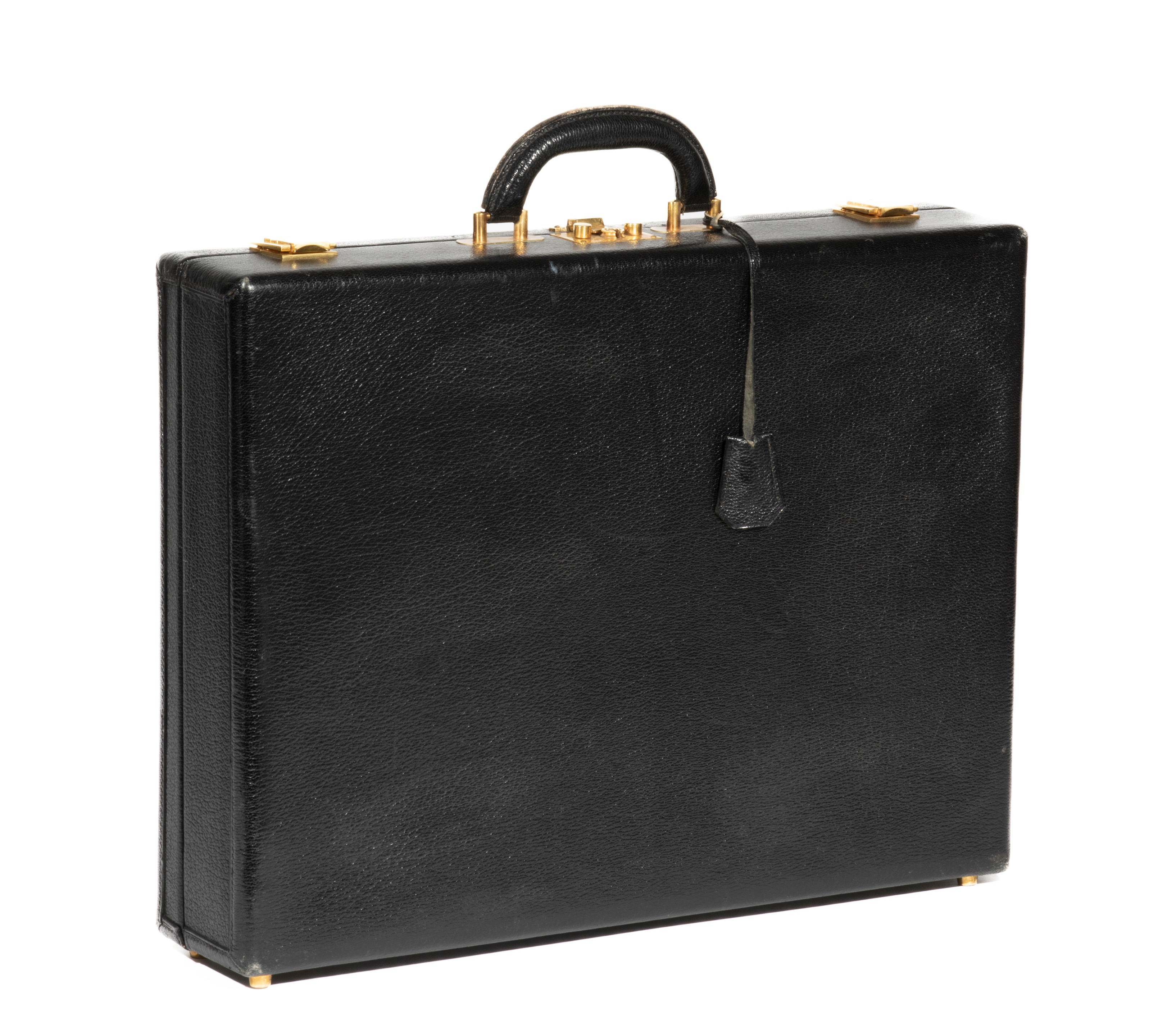 Appraisal: HERMES PARIS MALLETTE-PORTE DOCUMENTS CUIR GRAIN NOIR En cuir grain