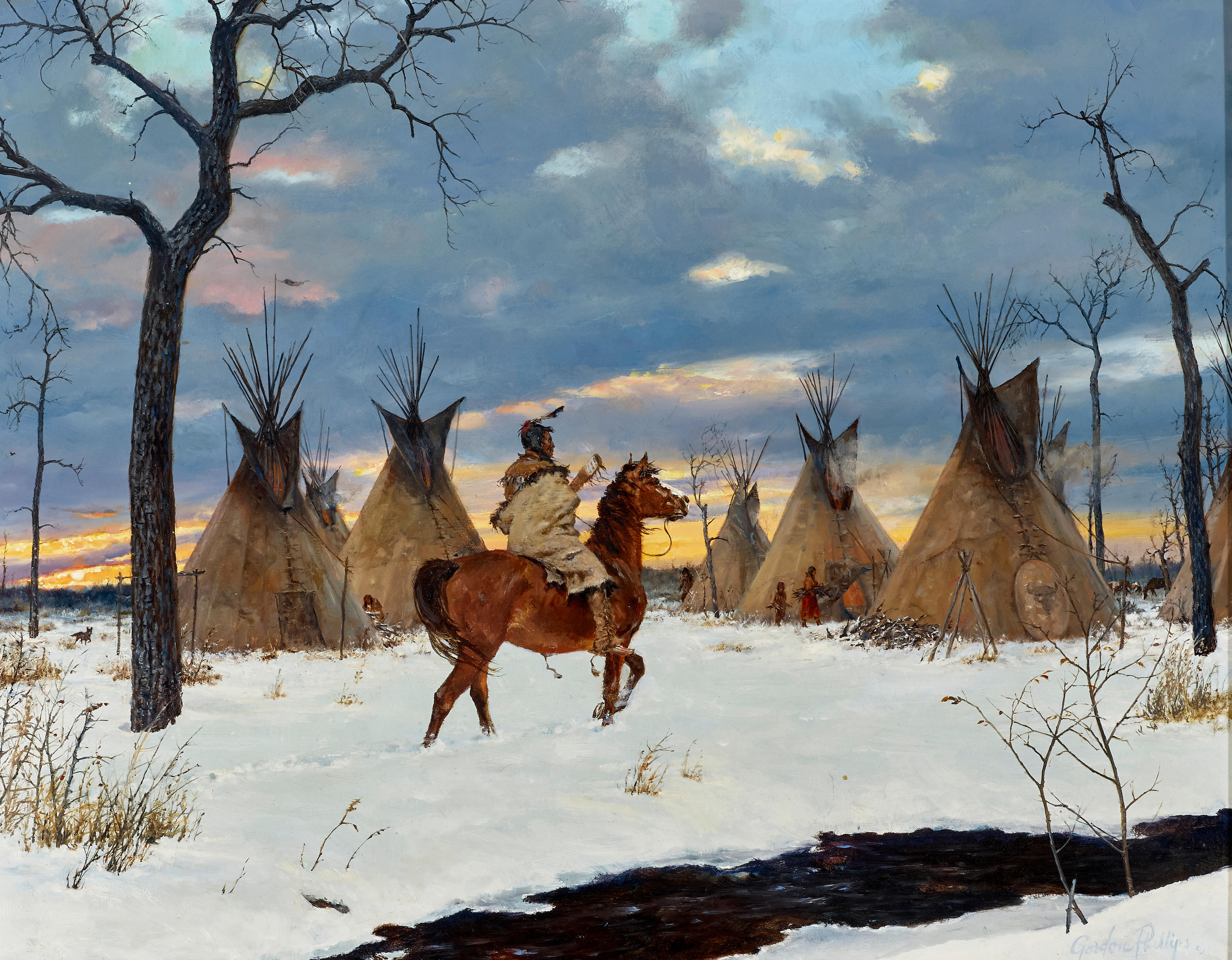 Appraisal: GORDON DALE PHILLIPS AMERICAN BORN Good Camp - Cheyenne Winter