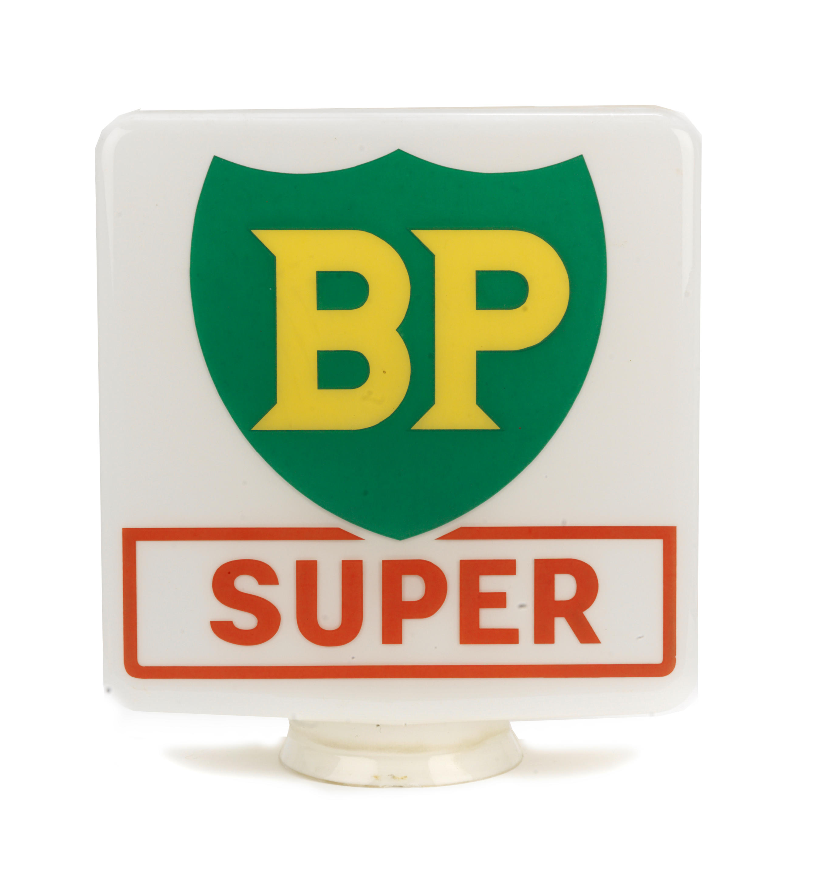 Appraisal: A BP SUPER PETROL PUMP GLOBE by Hailware decorated in