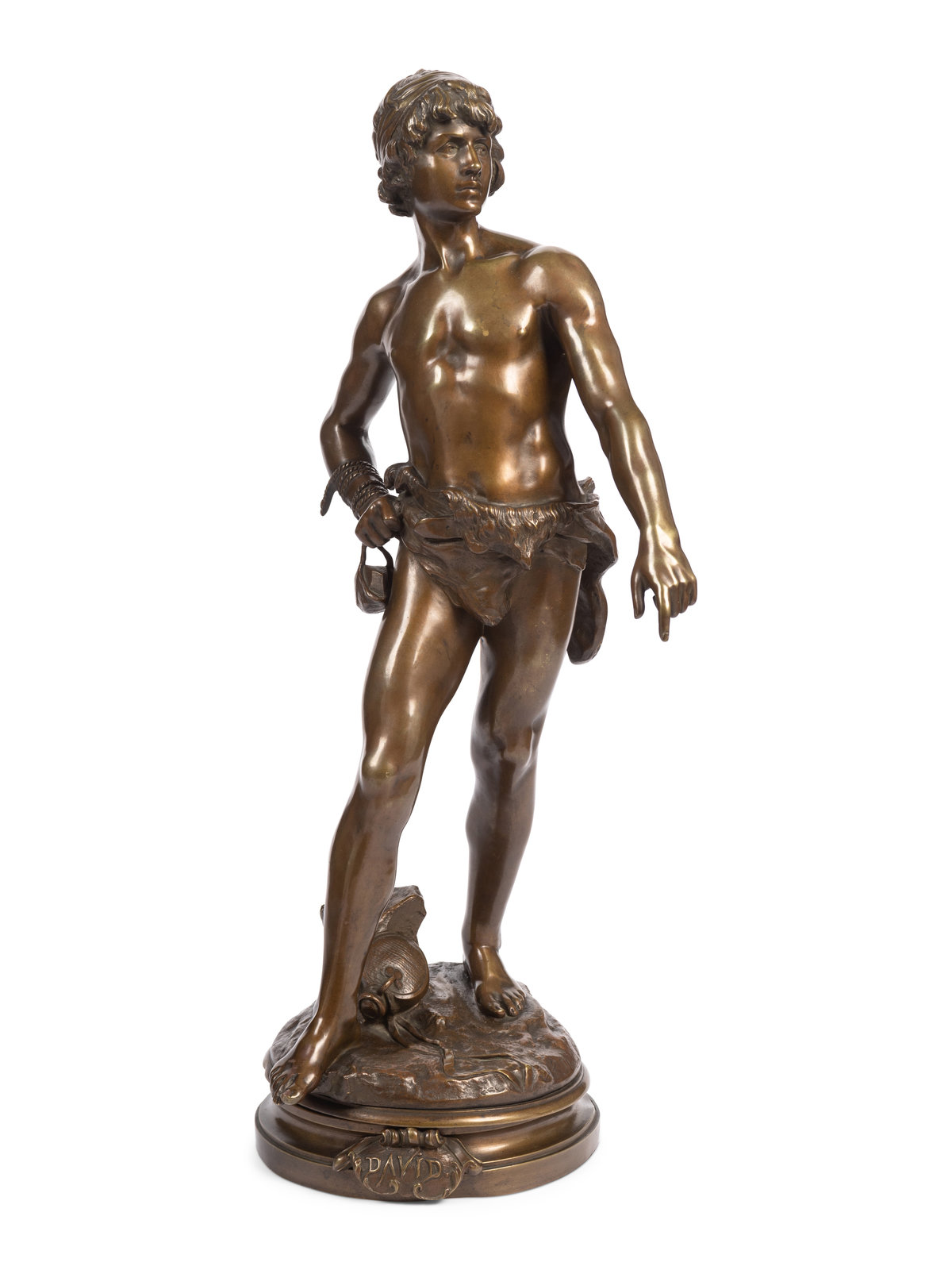 Appraisal: Louis Auguste Moreau French - David bronze with separate bronze