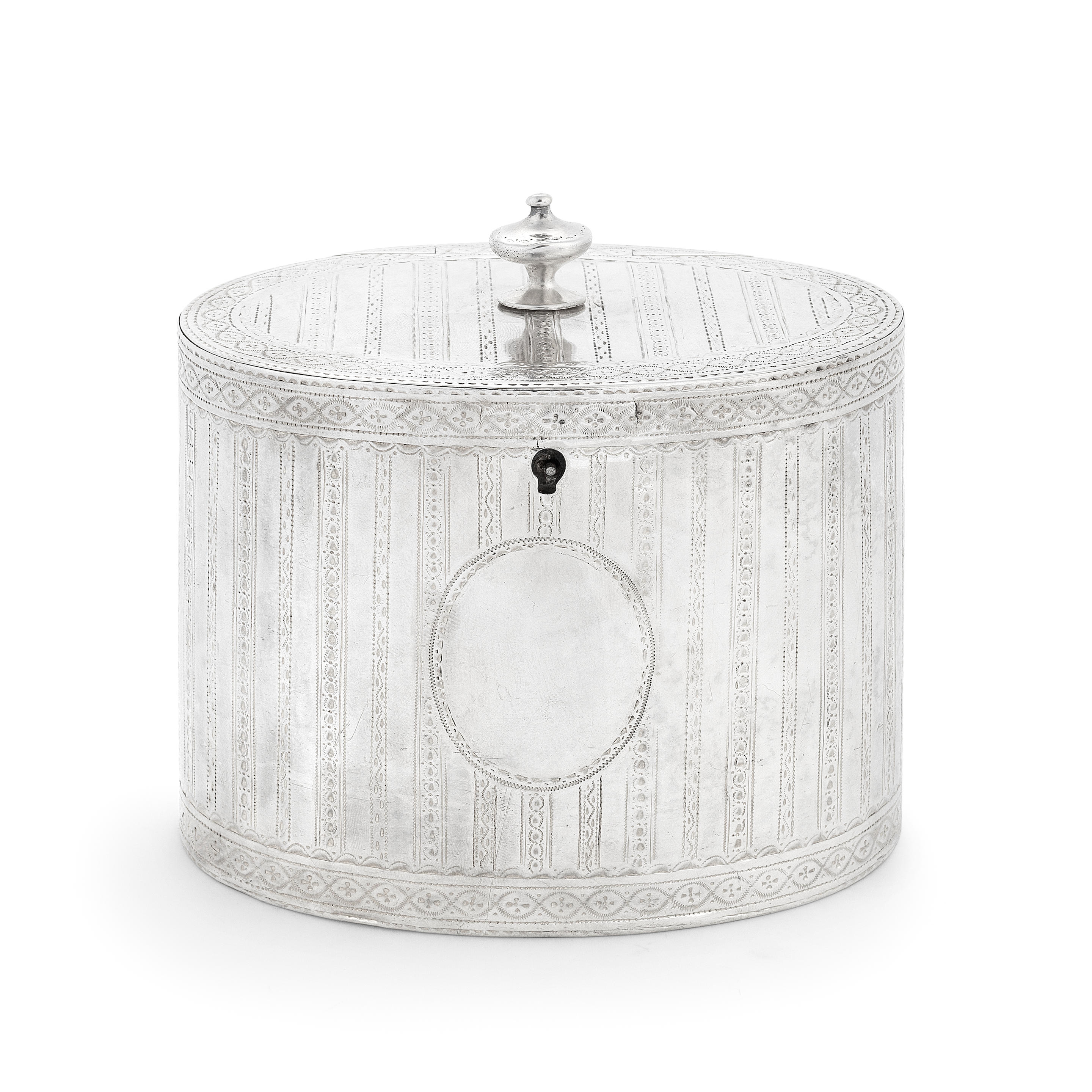 Appraisal: A GEORGE III SILVER TEA CADDY Edward Cooper London Oval