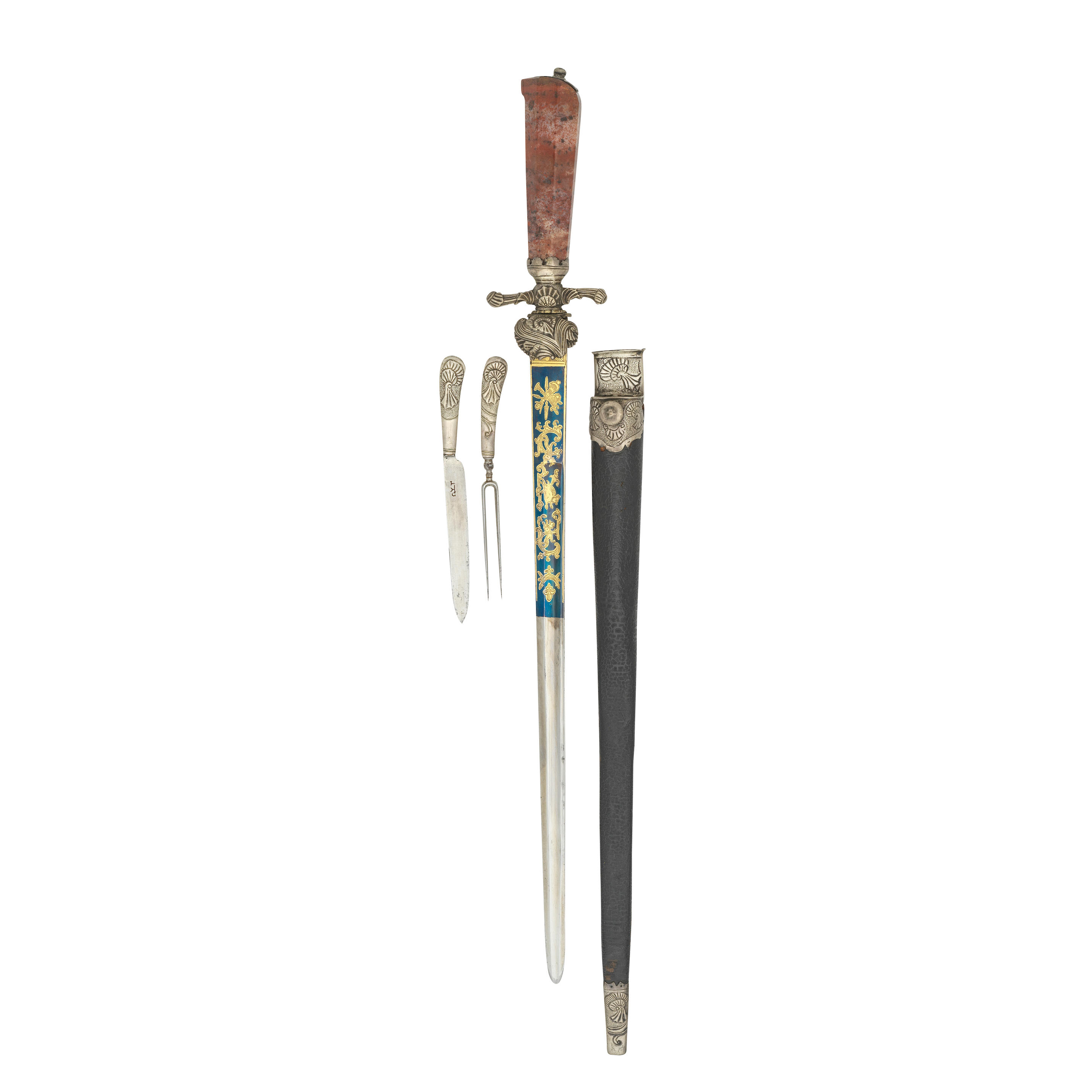 Appraisal: A GERMAN SILVER-MOUNTED HUNTING SWORD MID- TH CENTURY With bright