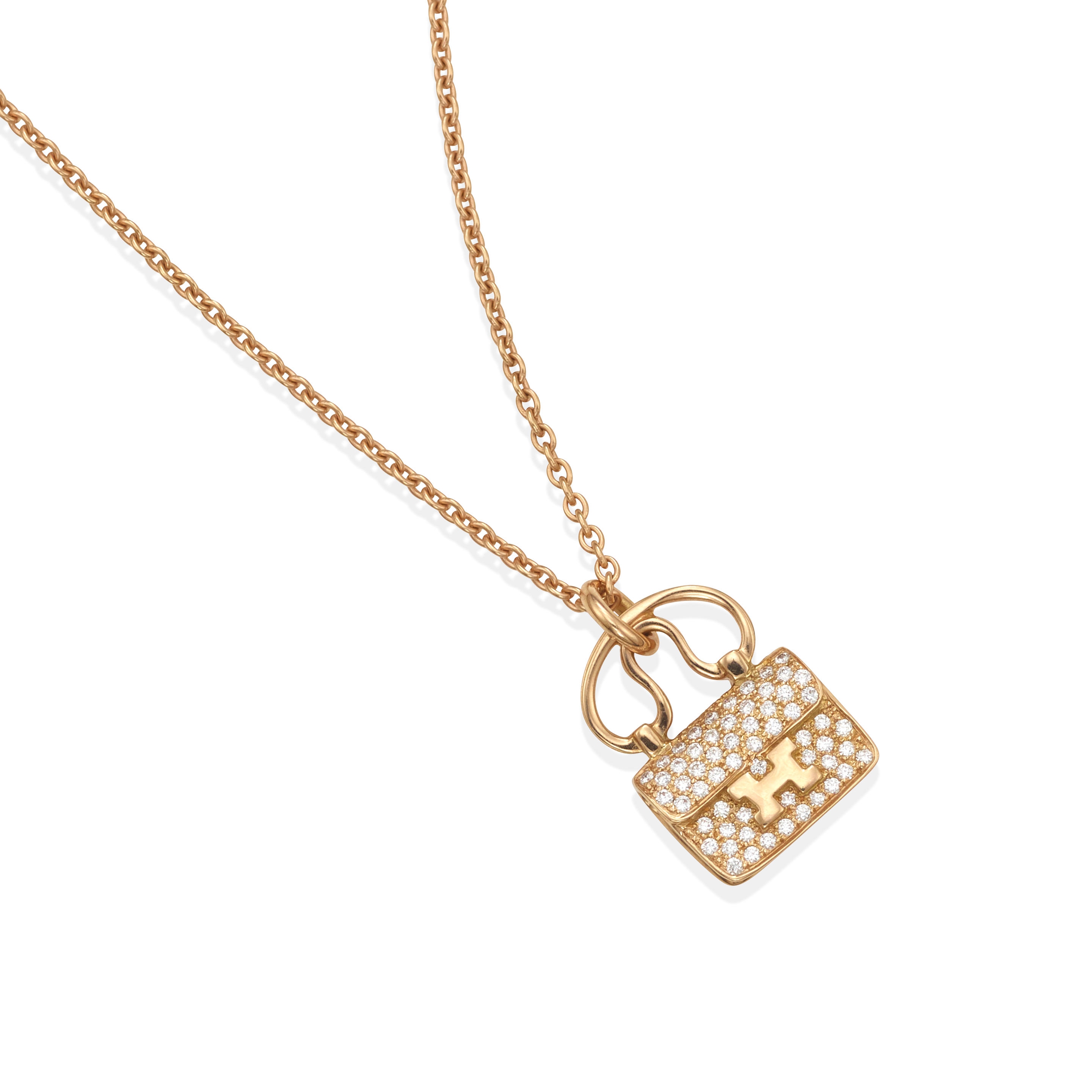 Appraisal: HERMES AN K ROSE GOLD AND DIAMOND 'AMULETTES CONSTANCE' PENDANT