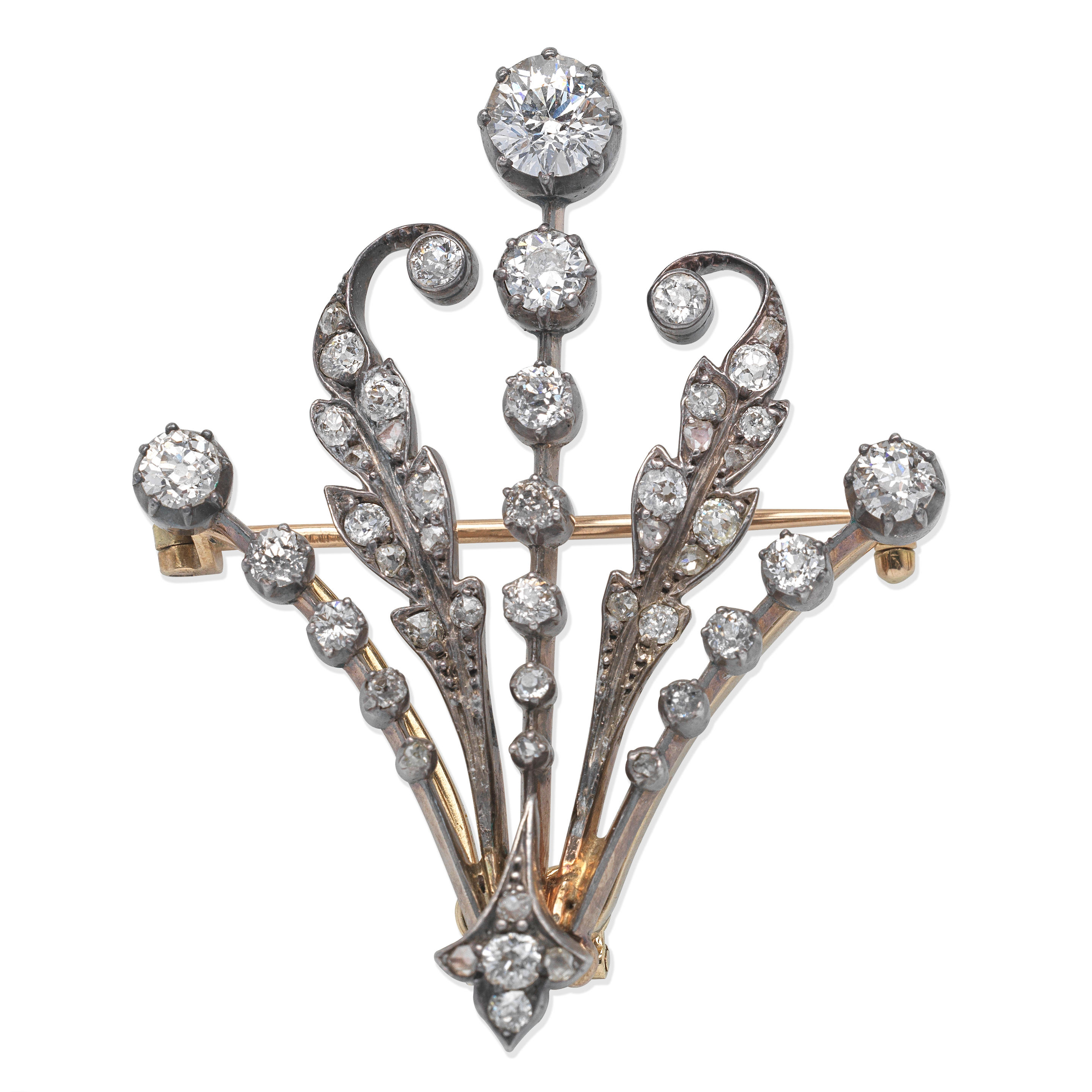 Appraisal: DIAMOND BROOCH LATE TH CENTURY Cushion-shaped old brilliant and rose-cut