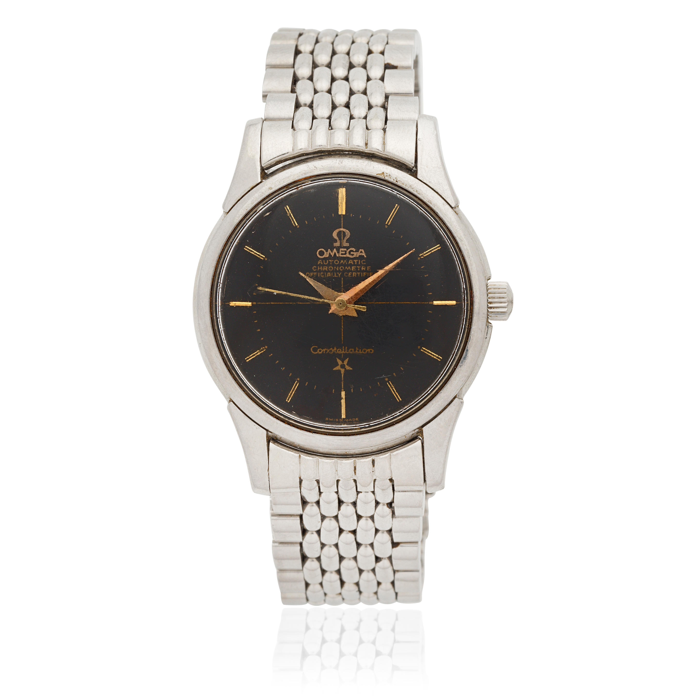 Appraisal: OMEGA A STAINLESS STEEL AUTOMATIC BRACELET WATCH Model Constellation Reference