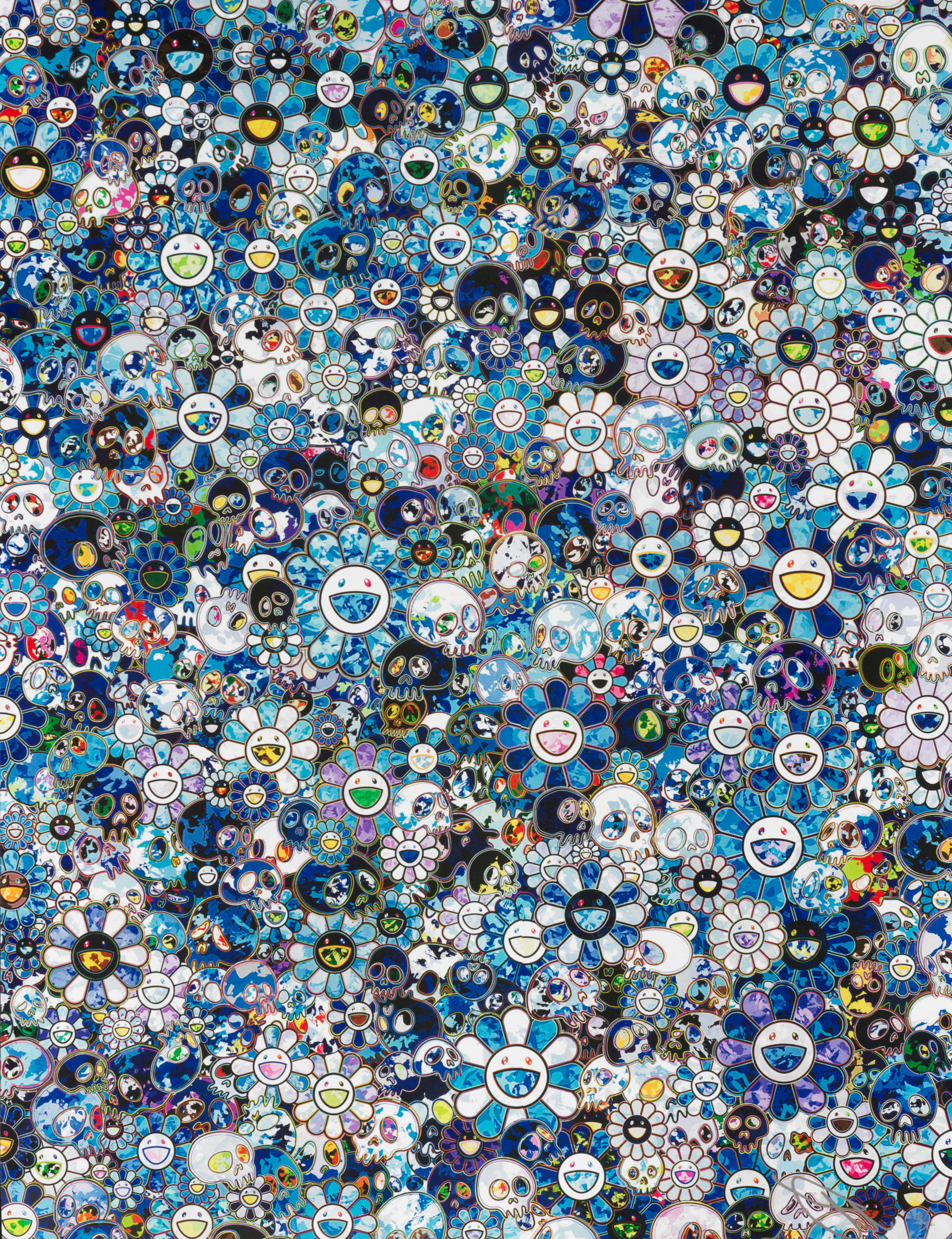 Appraisal: TAKASHI MURAKAMI N EN SKULLS FLOWERS Offset lithographie en couleurs