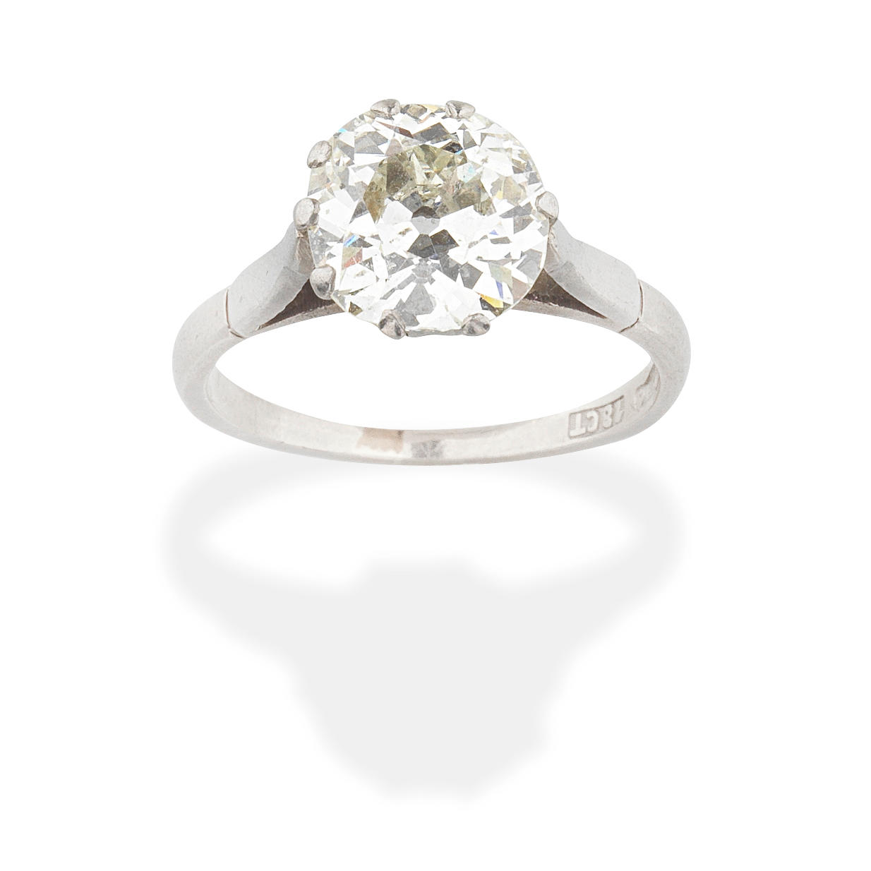 Appraisal: DIAMOND SINGLE-STONE RING Set with a cushion-shaped diamond diamond approx