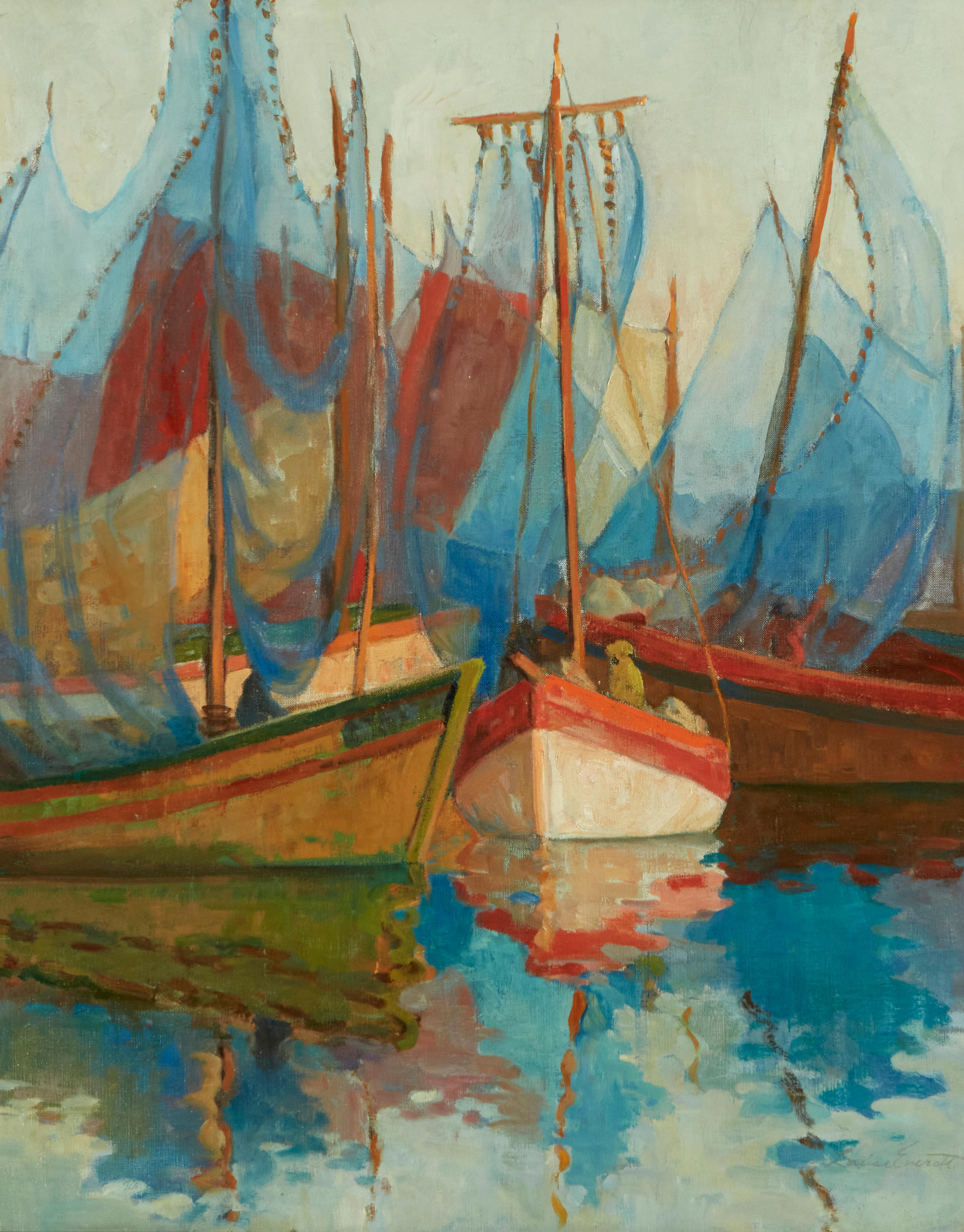 Appraisal: LOUISE EVERETT NIMMO - Sardine Nets Drying Concarneau signed 'Louise