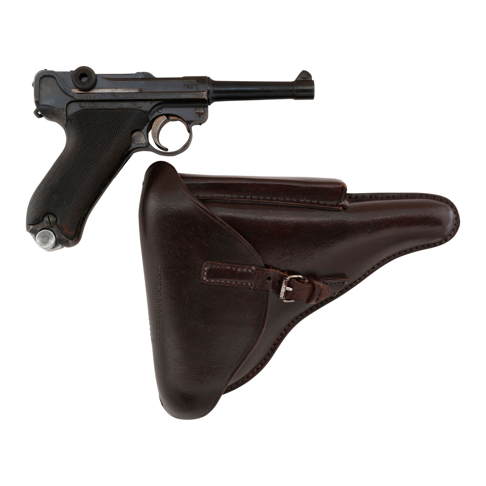 Appraisal: DWM P Luger Made in Holster with Two WWII Magazines