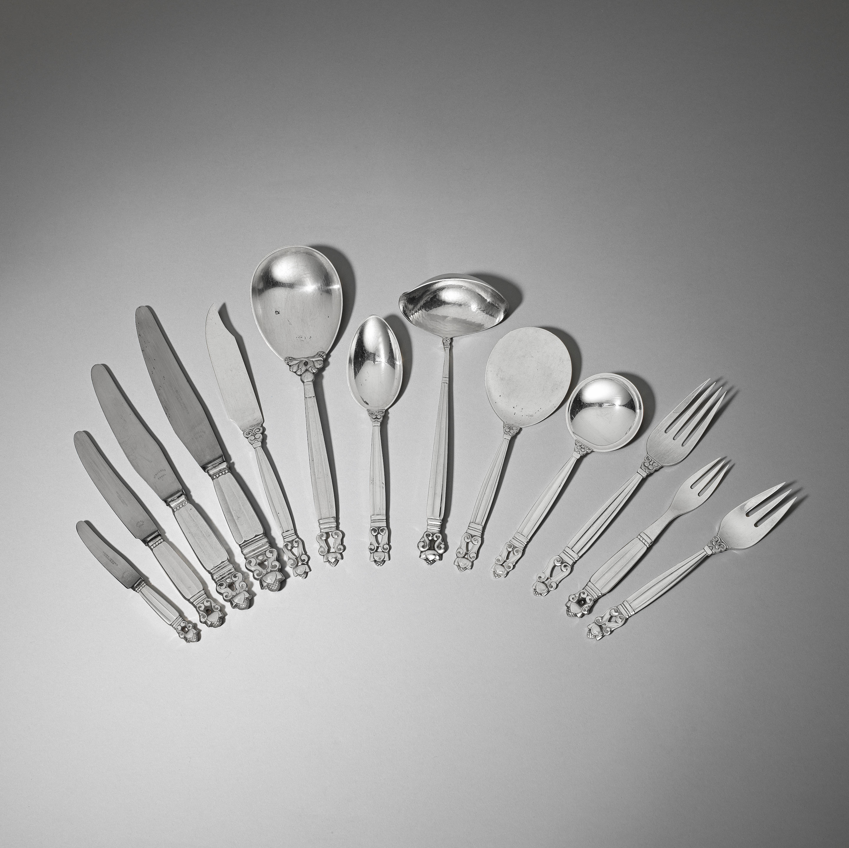 Appraisal: JOHAN ROHDE FOR GEORGE JENSEN Set of 'Acorn' pattern cutlery