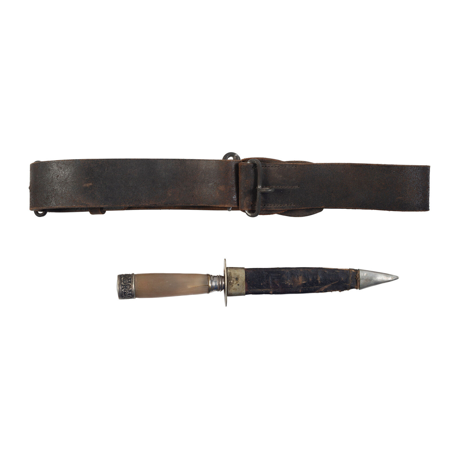 Appraisal: English Snake Buckle Belt and Sheffield Dirk Boer Wars Adjustable