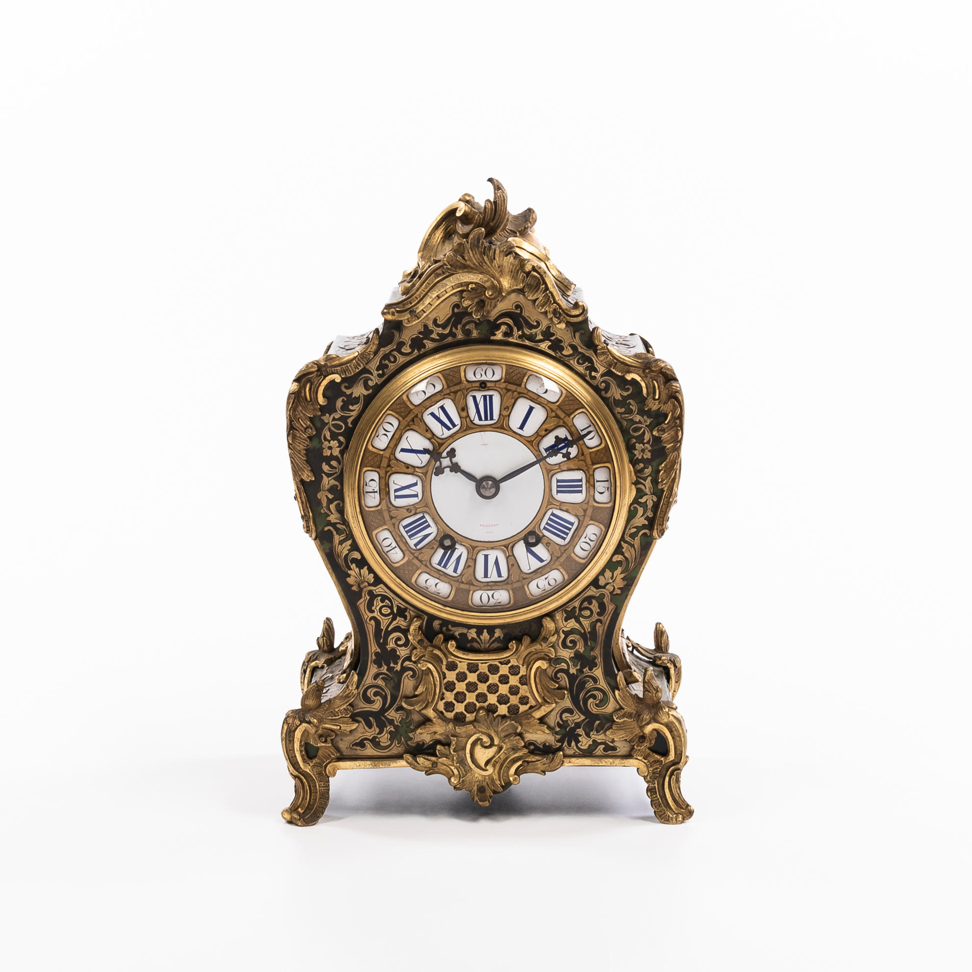 Appraisal: BREGUET PENDULUM BOULLE CLOCK NO Brass inlaid decorated case with