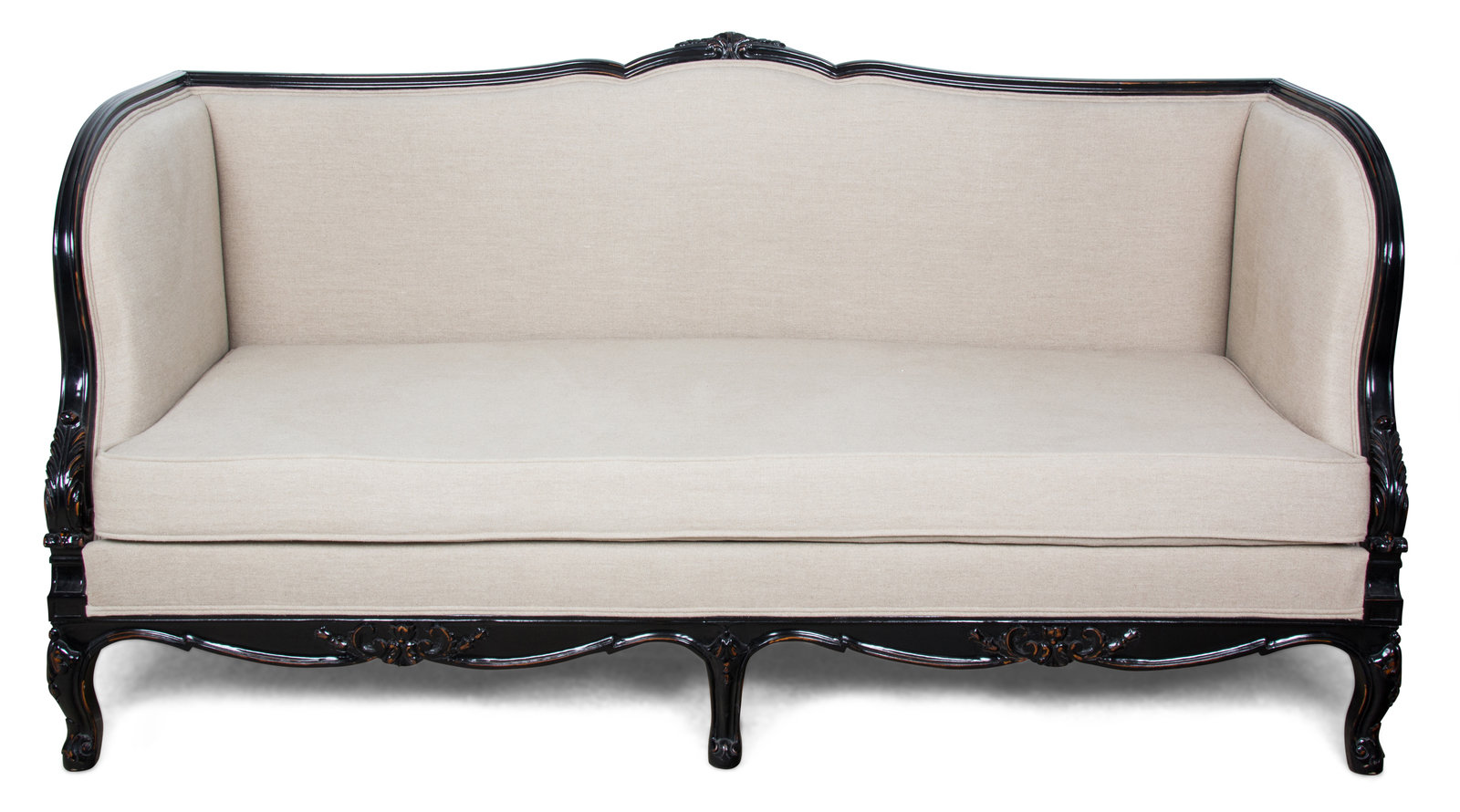 Appraisal: A French Empire Style Ebonized Mahogany Upholstered Settee TH CENTURY