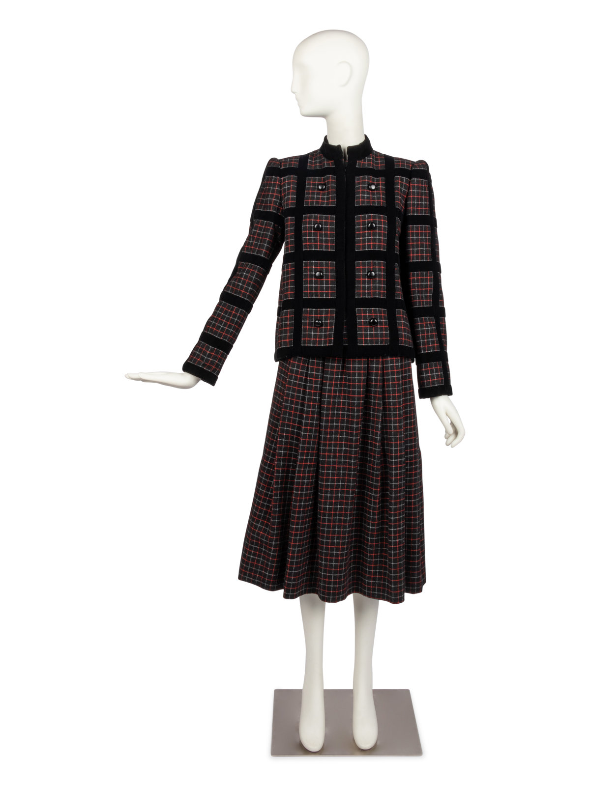 Appraisal: Givenchy Haute Couture Tartan Suit Fall Jacket and skirt made