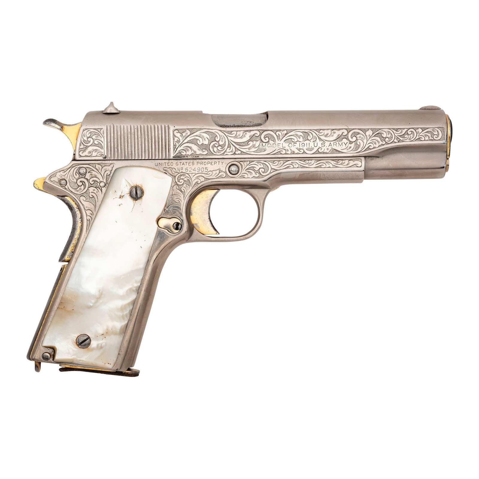 Appraisal: Engraved and Refinished Nickel Plated Colt US Model Pistol with