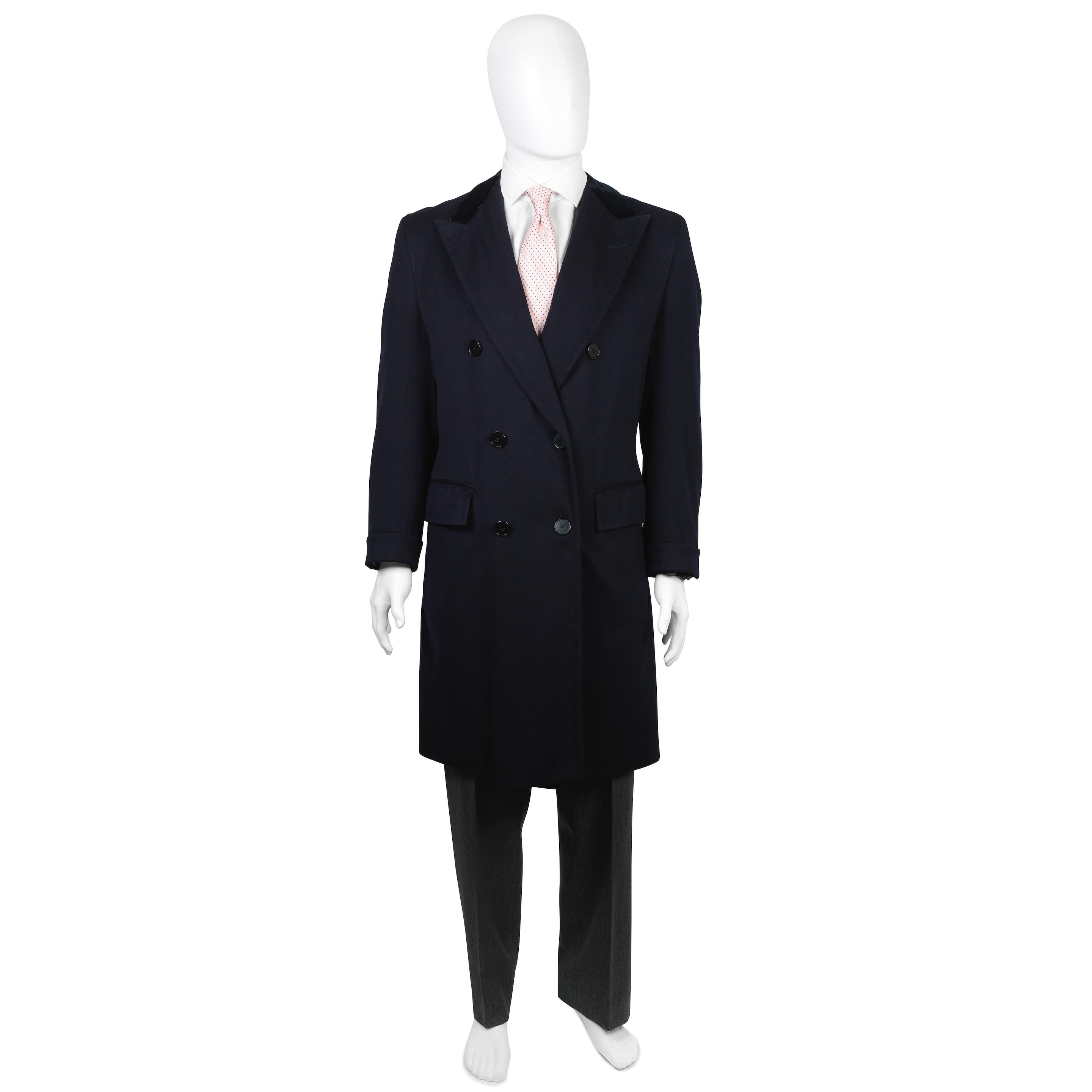 Appraisal: A CYRIL CASTLE NAVY CASHMERE DOUBLE-BREASTED CHESTERFIELD COAT MADE FOR