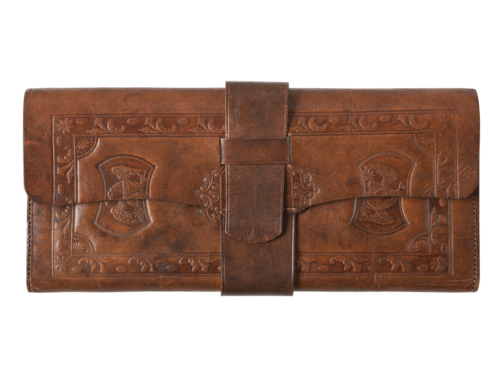 Appraisal: CIVIL WAR Soldier's leather wallet with patriotic motifs Ca s