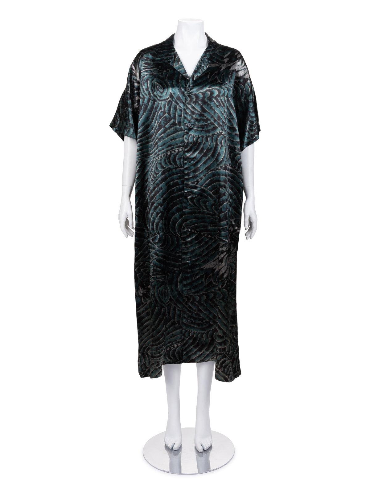 Appraisal: Yohji Yamamoto Printed Shirt Dress Spring Summer Green black and