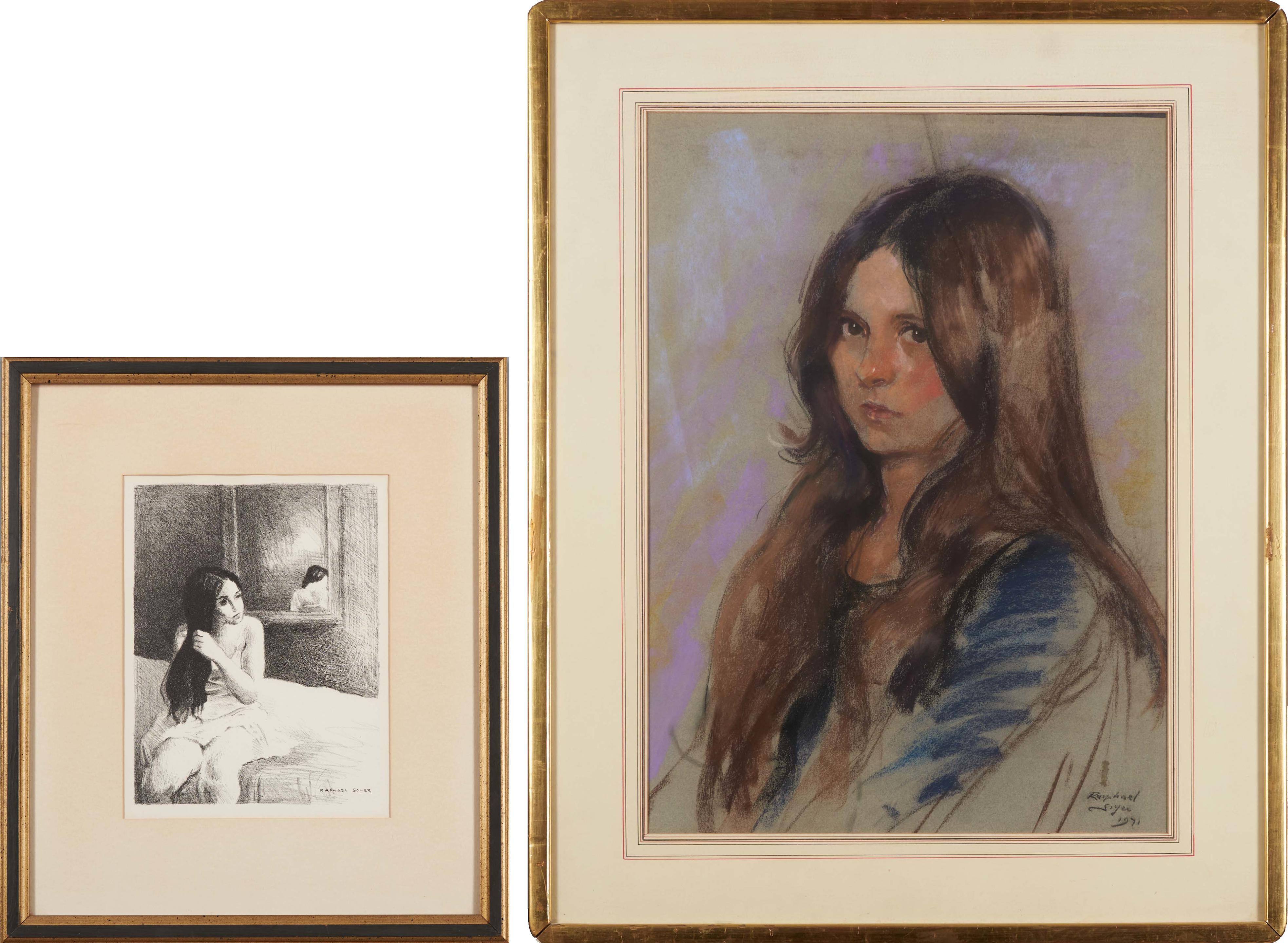 Appraisal: RAPHAEL SOYER AMERICAN - Two Framed Works of Women Portrait