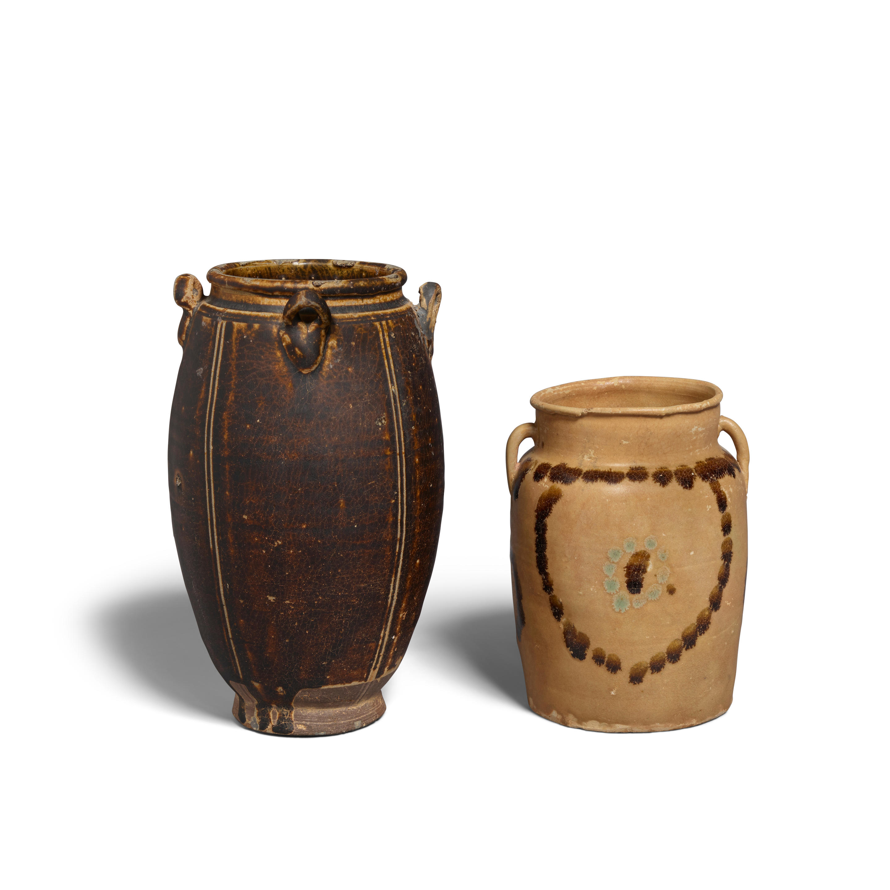 Appraisal: A CHANGSHA JAR AND A BROWN-GLAZED JAR Tang dynasty and