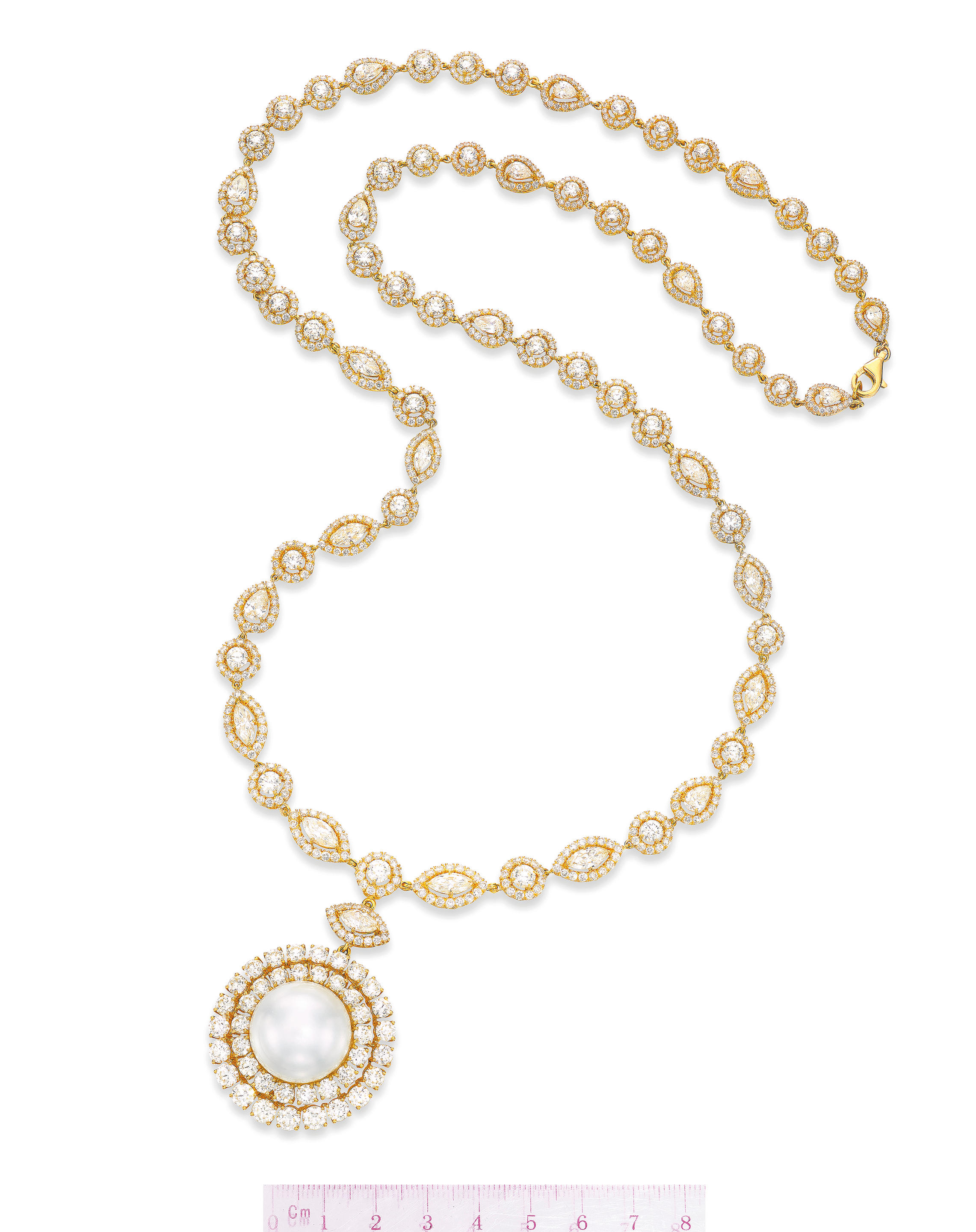 Appraisal: CULTURED PEARL AND DIAMOND PENDANT NECKLACE The detachable pendant set