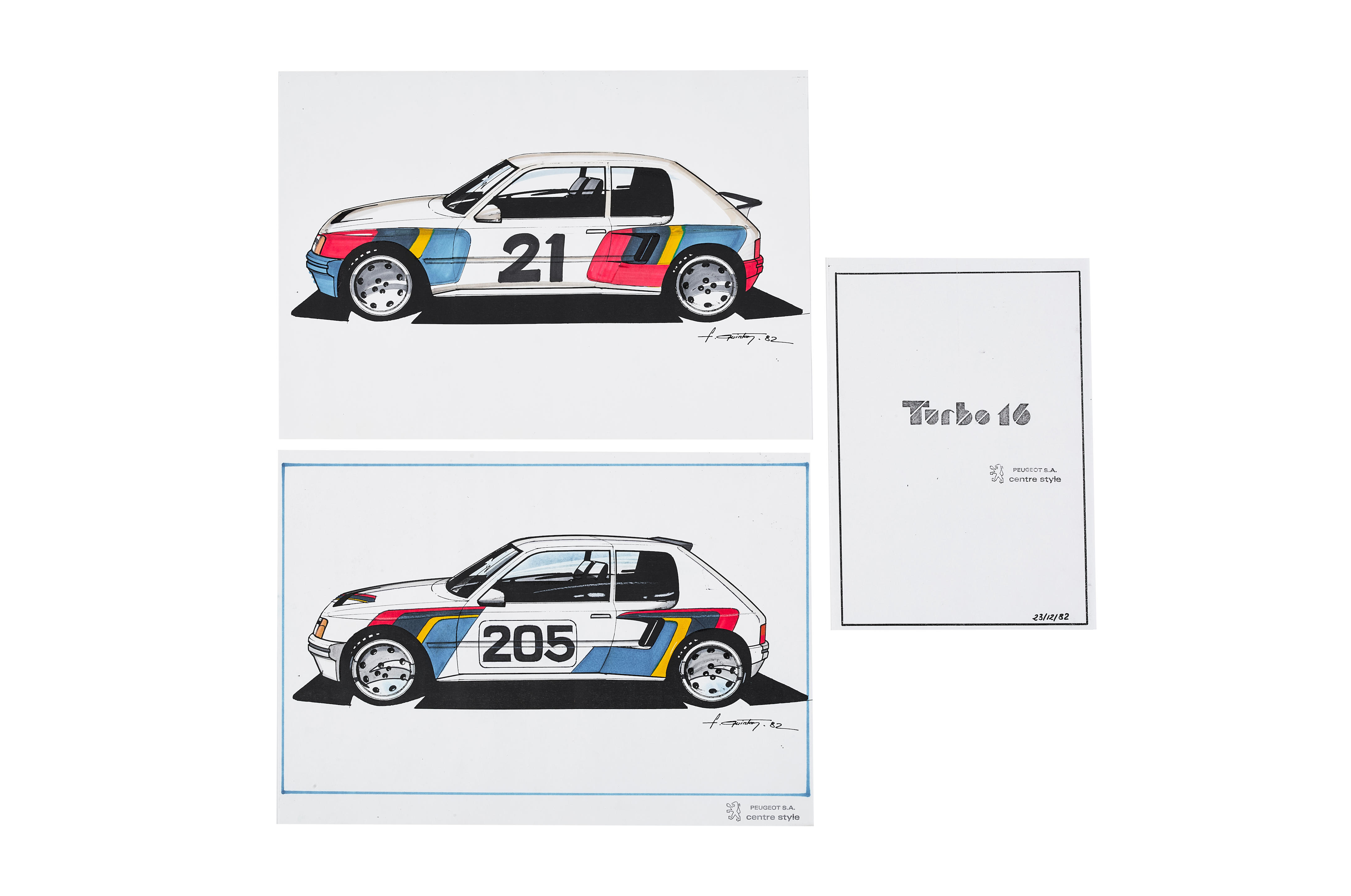 Appraisal: PEUGEOT TURBO GRAPHIC CONCEPT ARTWORKS two gouache stencils on paper