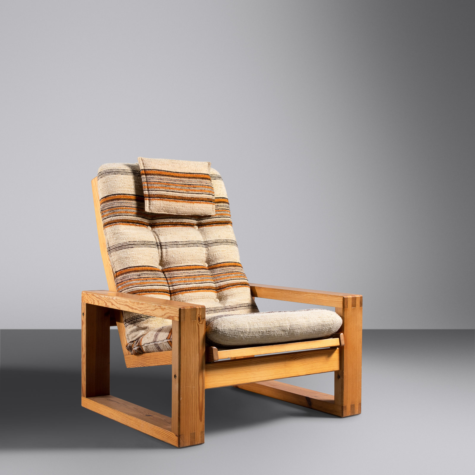 Appraisal: Yngve Ekstrom - Lounge Chair c Sweden pine upholstery H