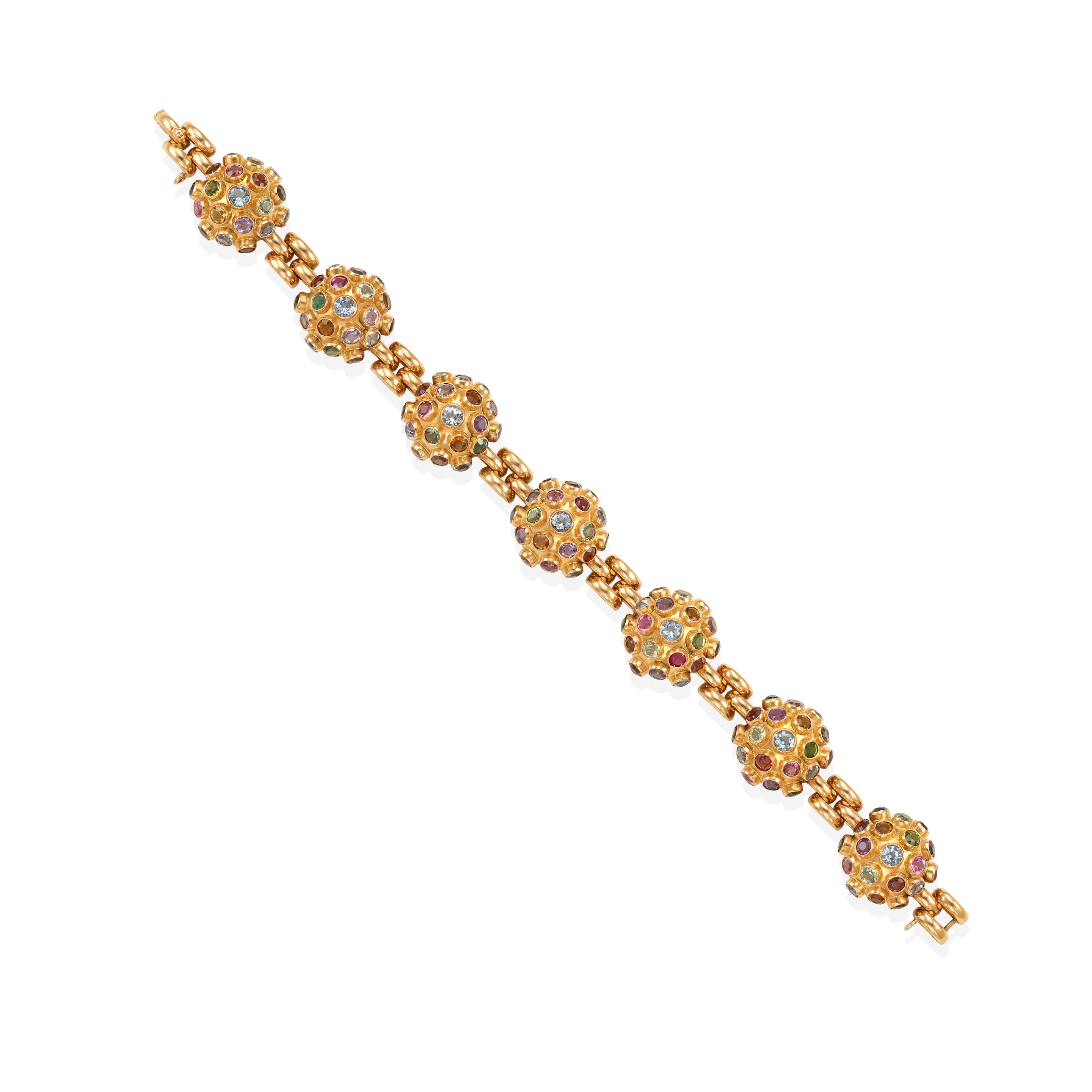 Appraisal: A K GOLD AND GEM-SET BRACELET The 'Sputnik' design link