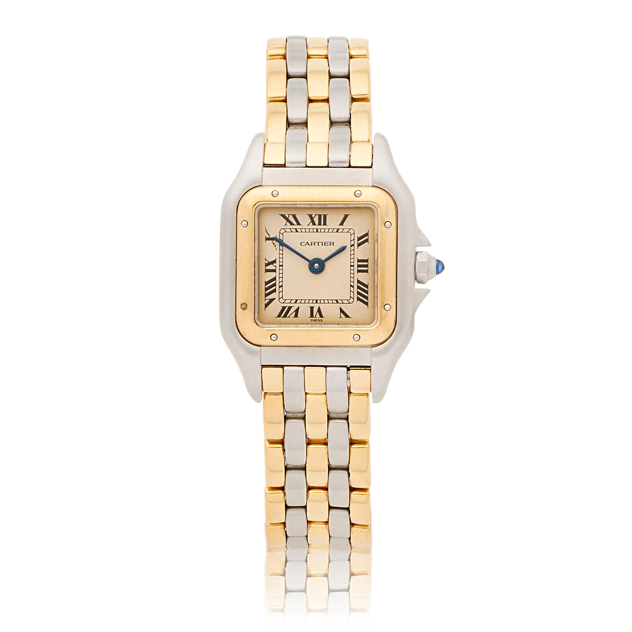 Appraisal: CARTIER A LADY'S STAINLESS STEEL AND GOLD QUARTZ BRACELET WATCH