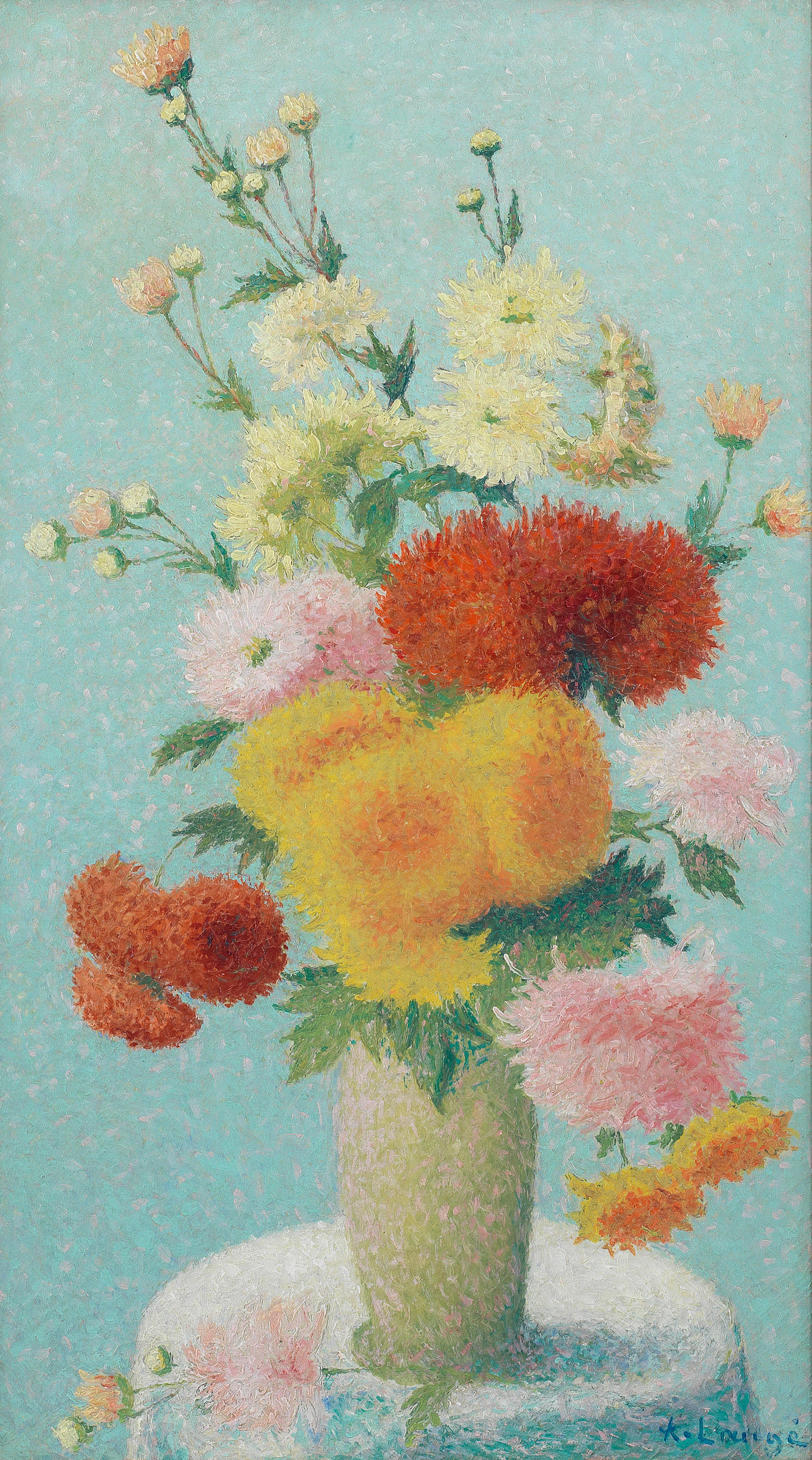 Appraisal: ACHILLE LAUG - Chrysanth mes dans un vase signed 'A