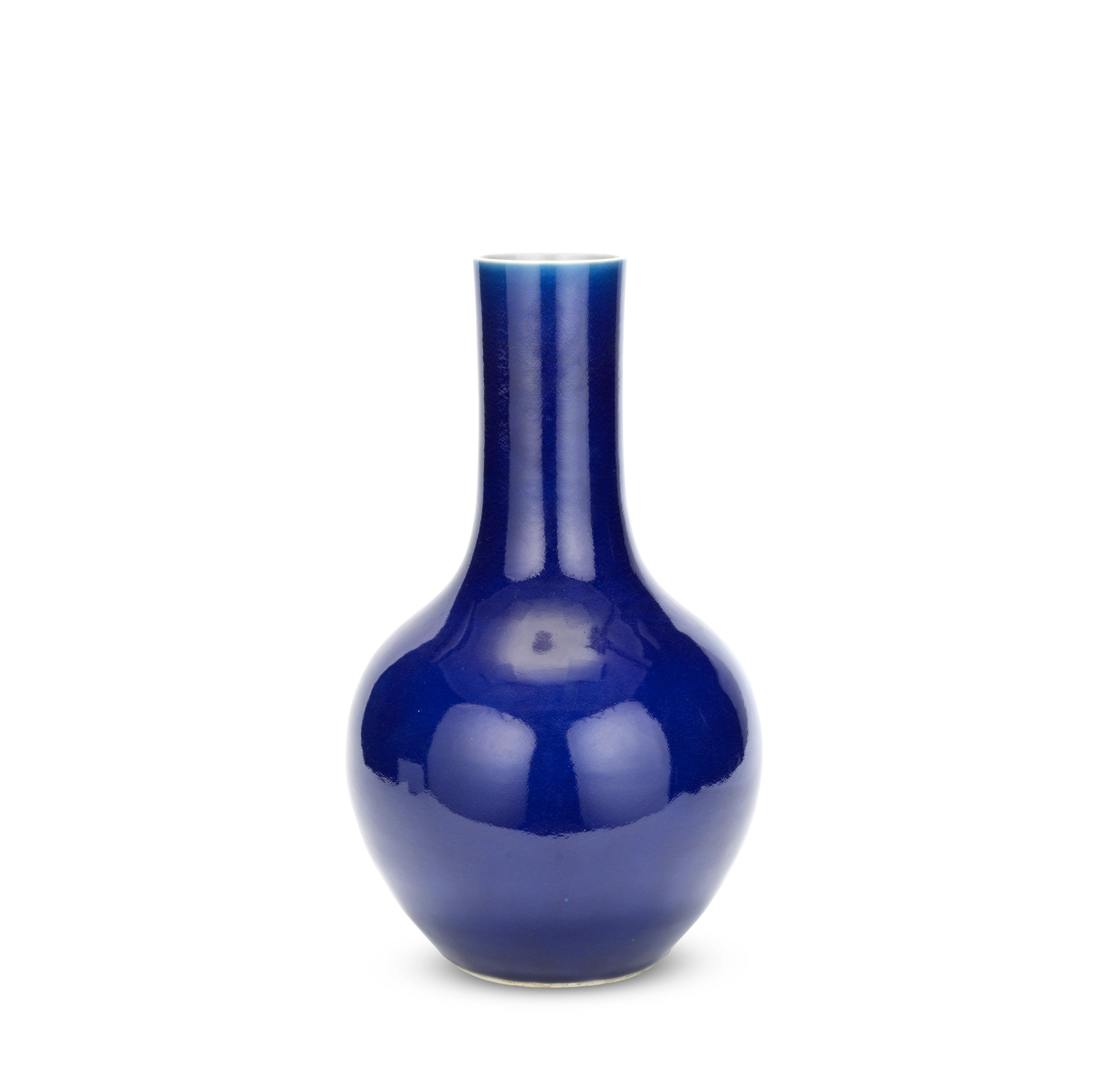 Appraisal: A MONOCHROME BLUE-GLAZED BOTTLE VASE th century The globular body