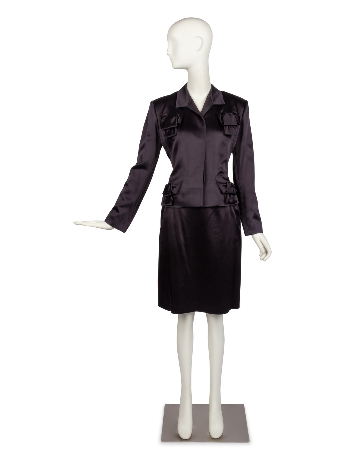 Appraisal: John Galliano for Givenchy Black Silk Skirt Suit Black silk