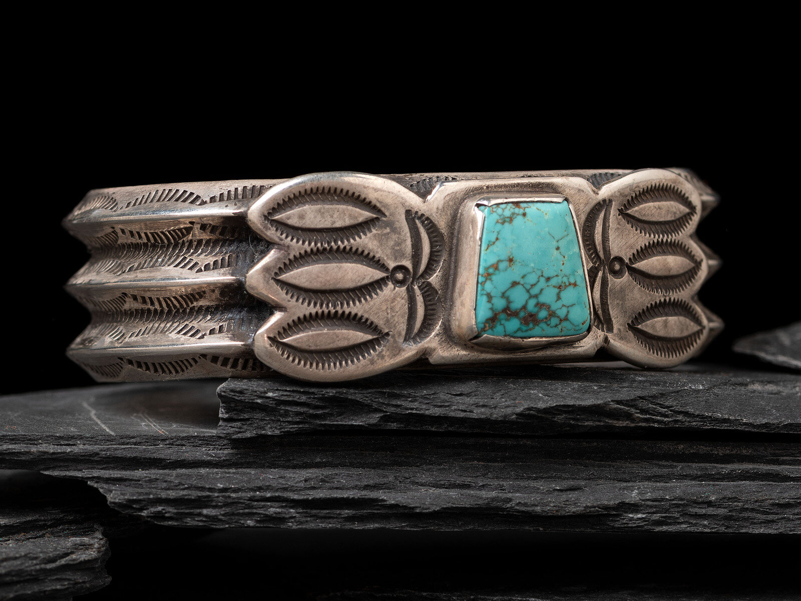 Appraisal: Navajo Cuff Bracelet second quarter th century three stamped carinated