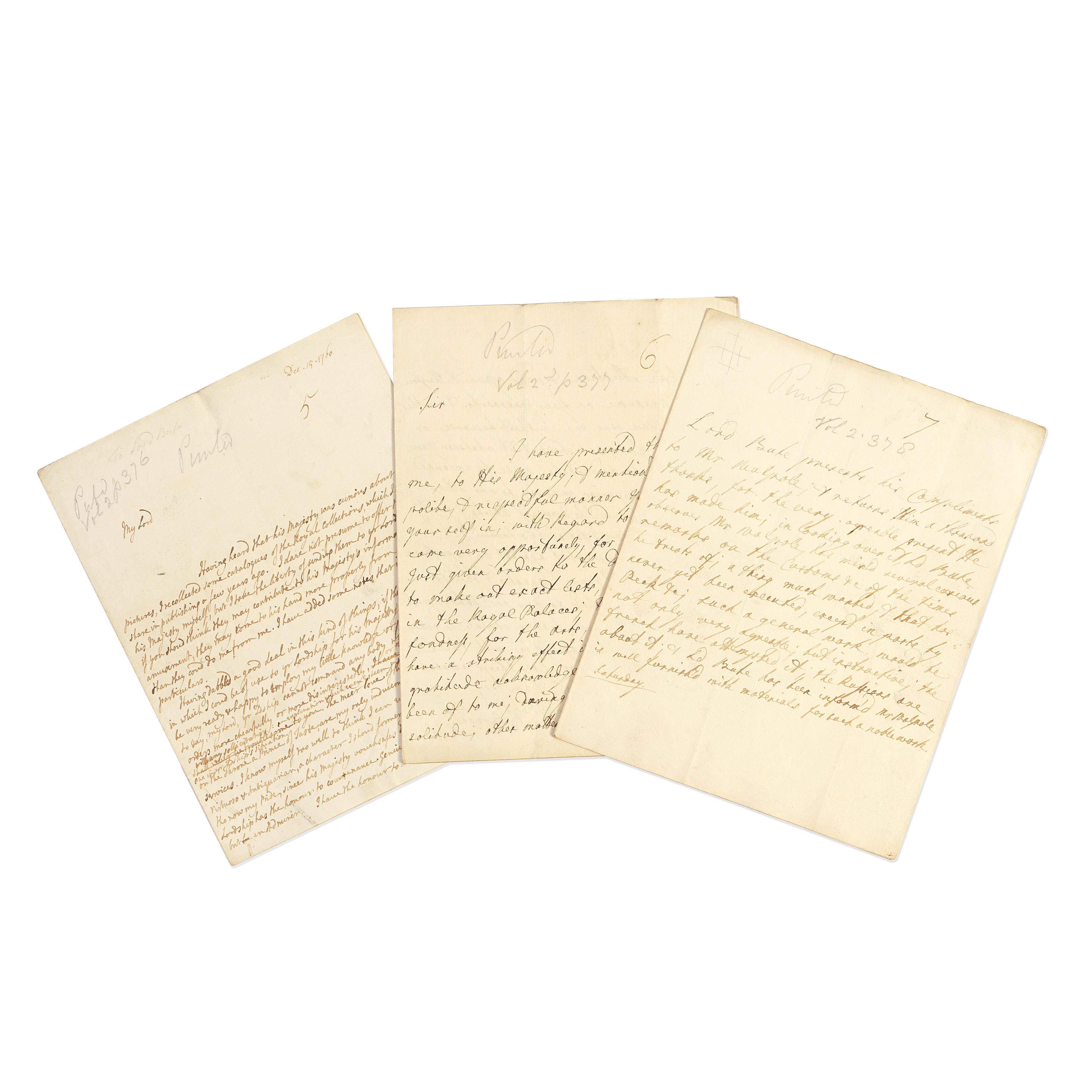 Appraisal: WALPOLE HORACE Autograph draft letter unsigned to John Stuart third