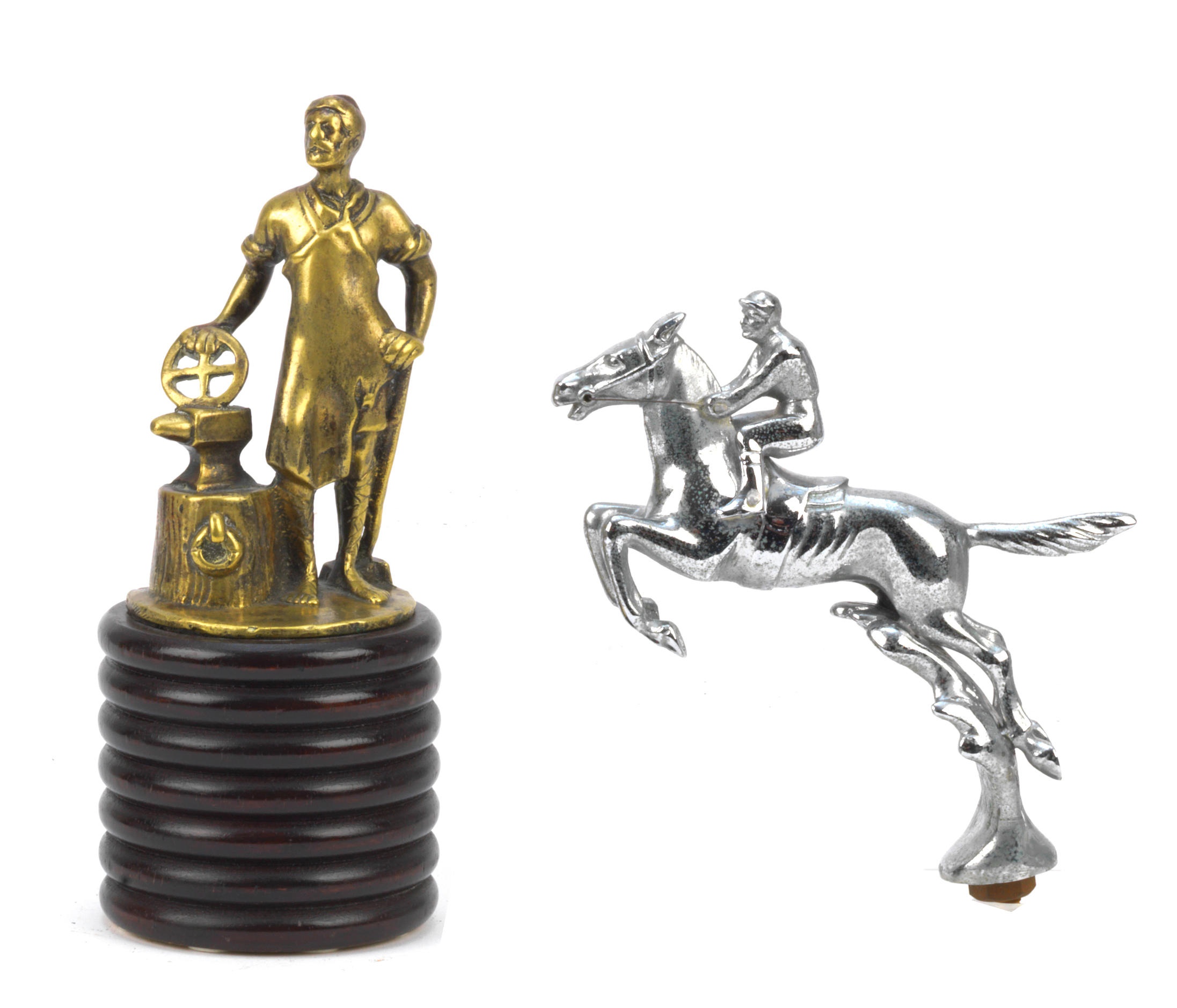 Appraisal: A STEEPLECHASER MASCOT BY DESMO S- S chrome plated brass