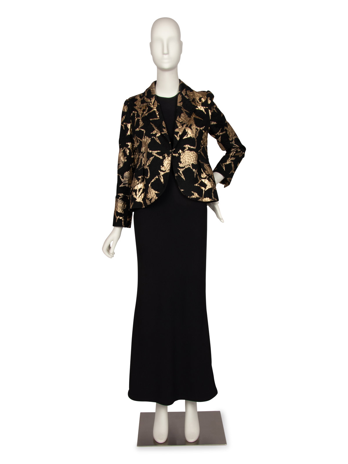 Appraisal: Christian Dior Haute Couture Gold and Black Dress and Jacket