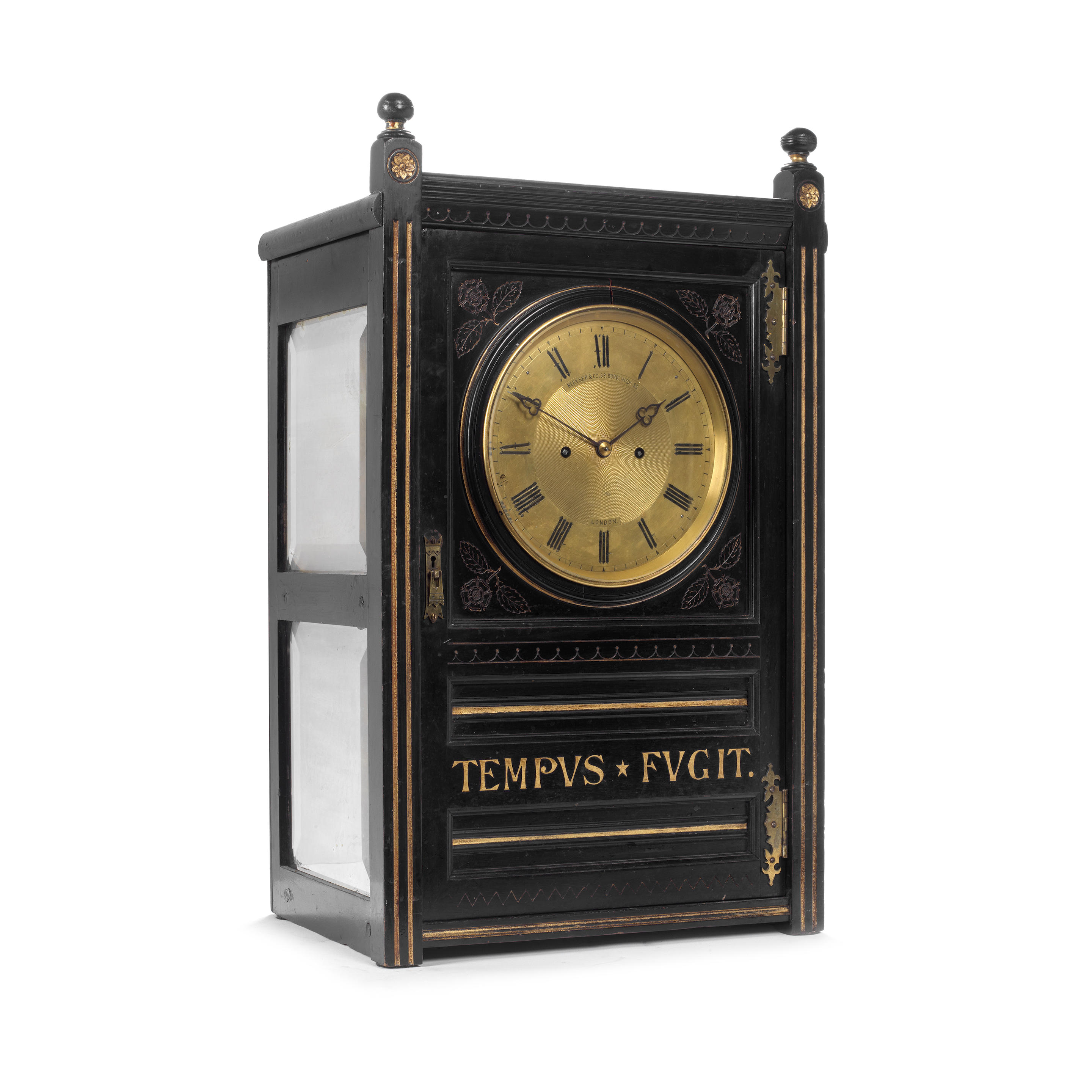 Appraisal: AN IMPRESSIVE LATE TH CENTURY EBONISED TABLE CLOCK in the