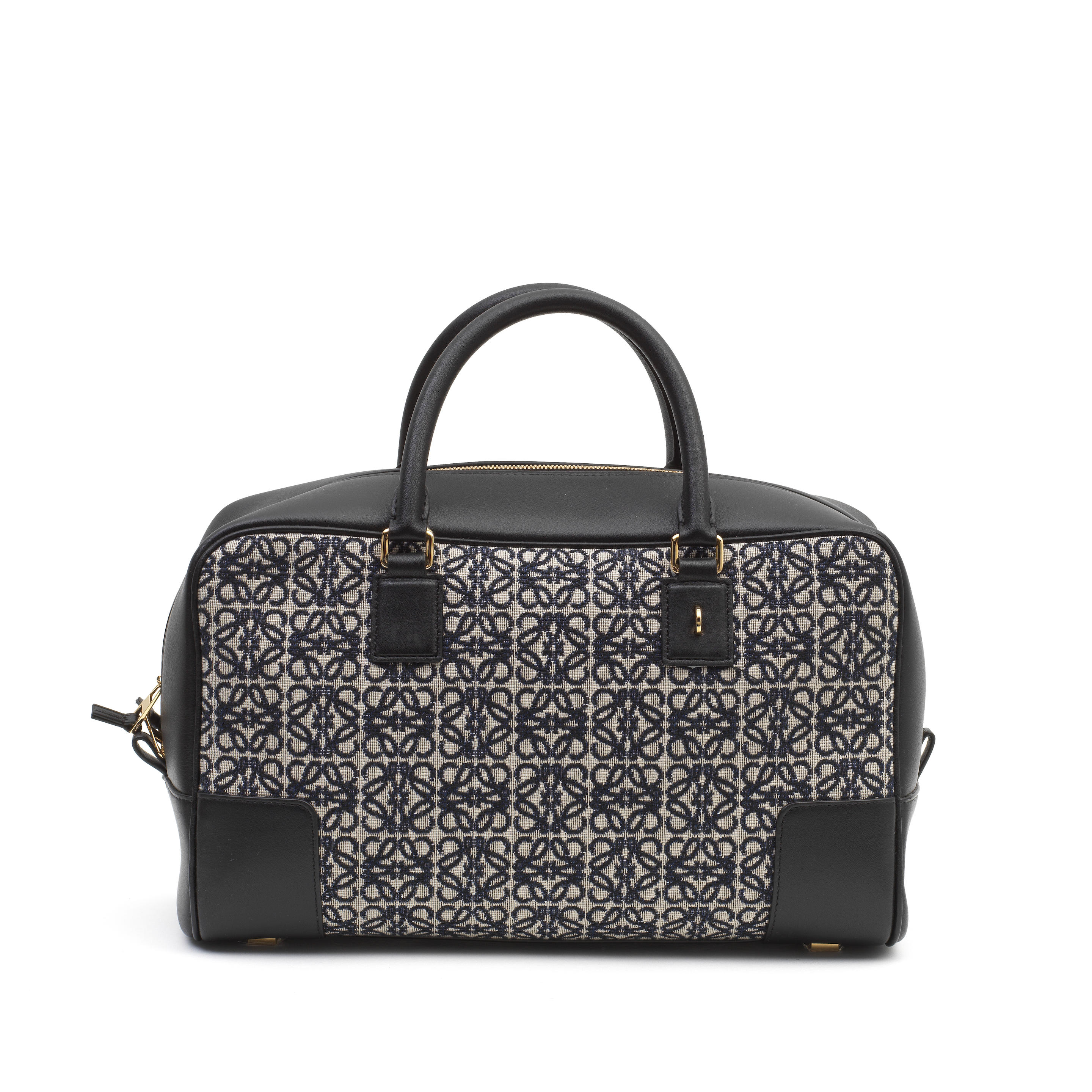 Appraisal: A BLACK AND NAVY ANAGRAM JACQUARD AMAZONA BAG Loewe Logo