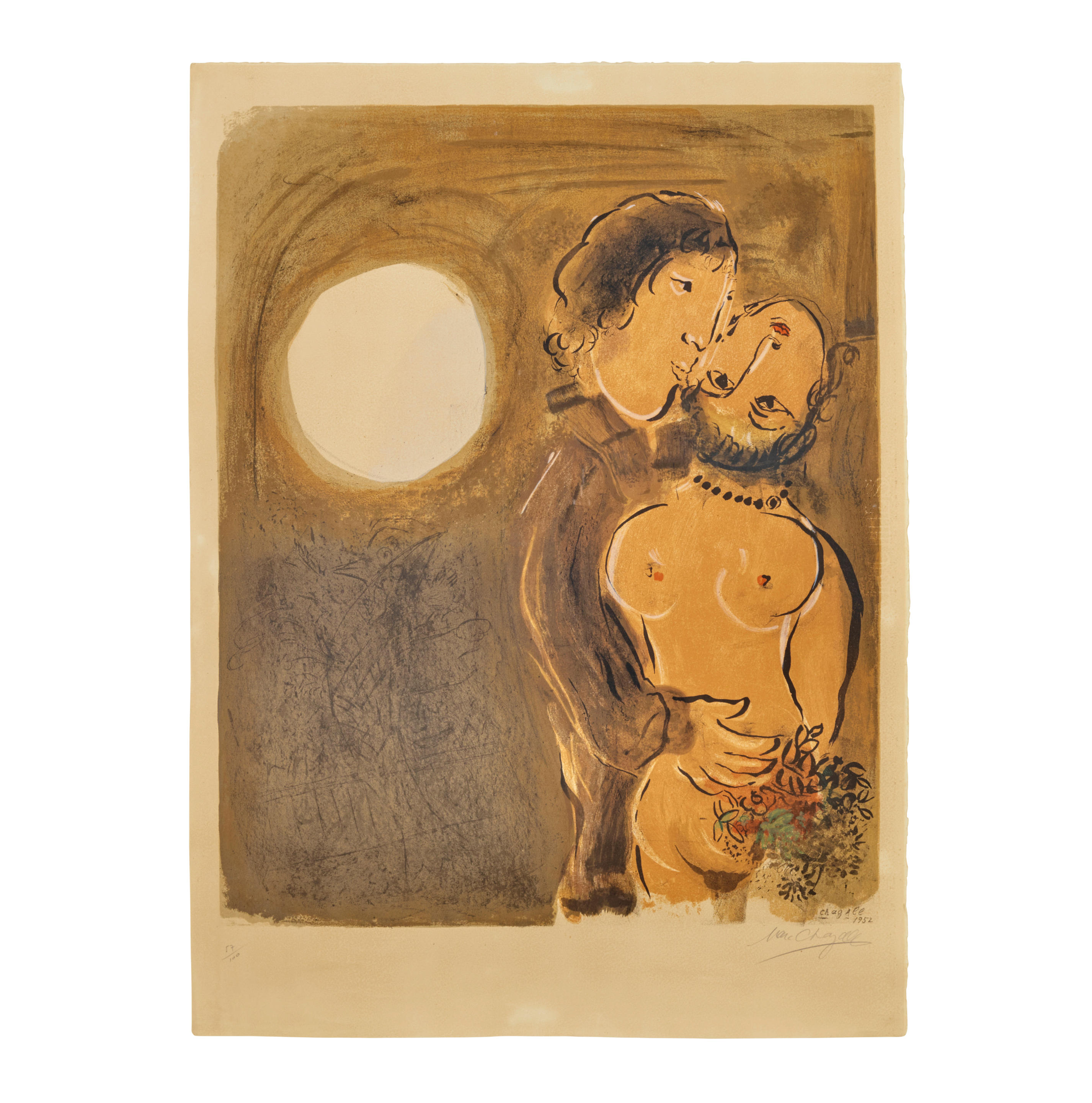 Appraisal: MARC CHAGALL - Couple en Ocre Mourlot Lithograph in colors