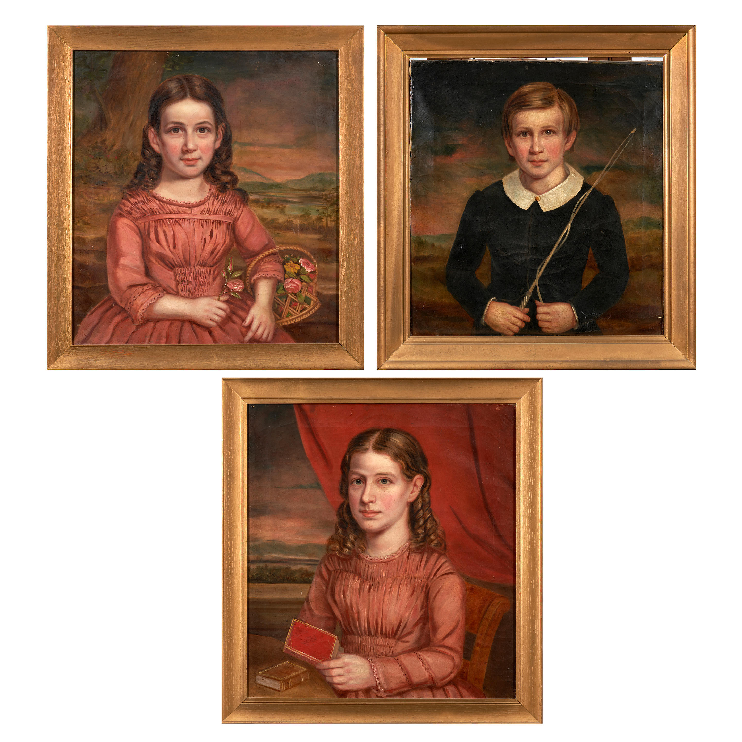 Appraisal: SUITE OF THREE FRAMED CAMP FAMILY PORTRAITS New York c