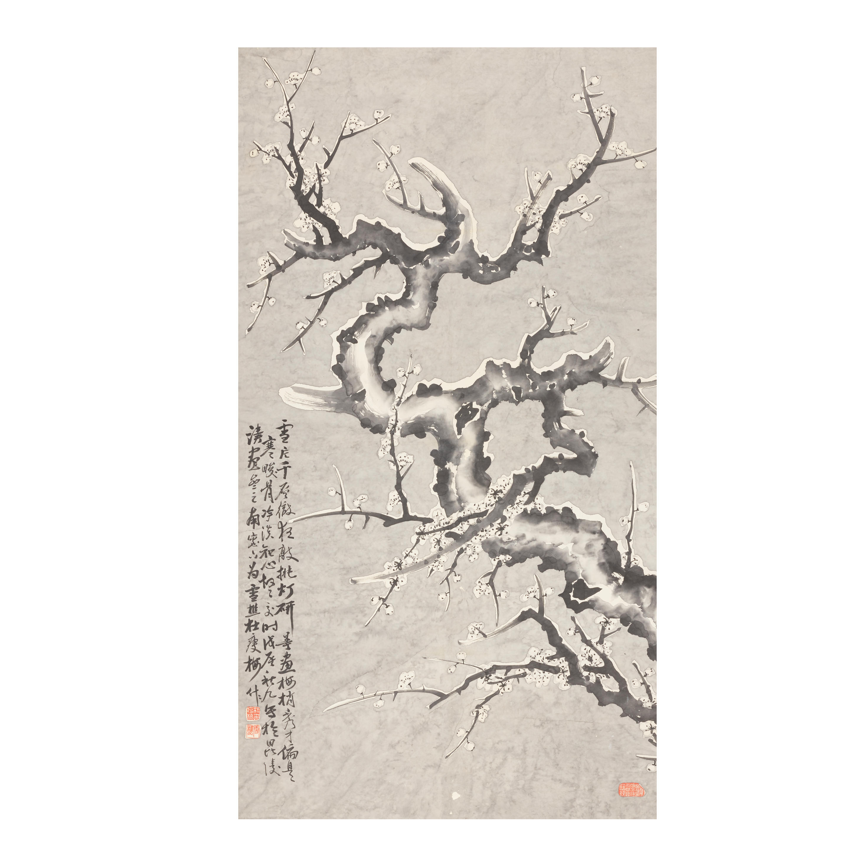 Appraisal: DU SHOUMEI TH CENTURY Plum Blossom in Winter Ink on