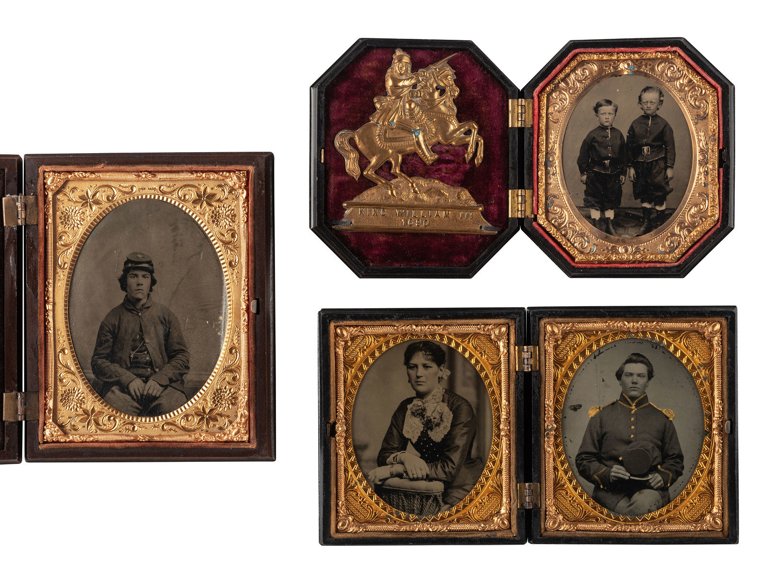 Appraisal: CIVIL WAR Quarter plate and sixth plate tintypes of Civil